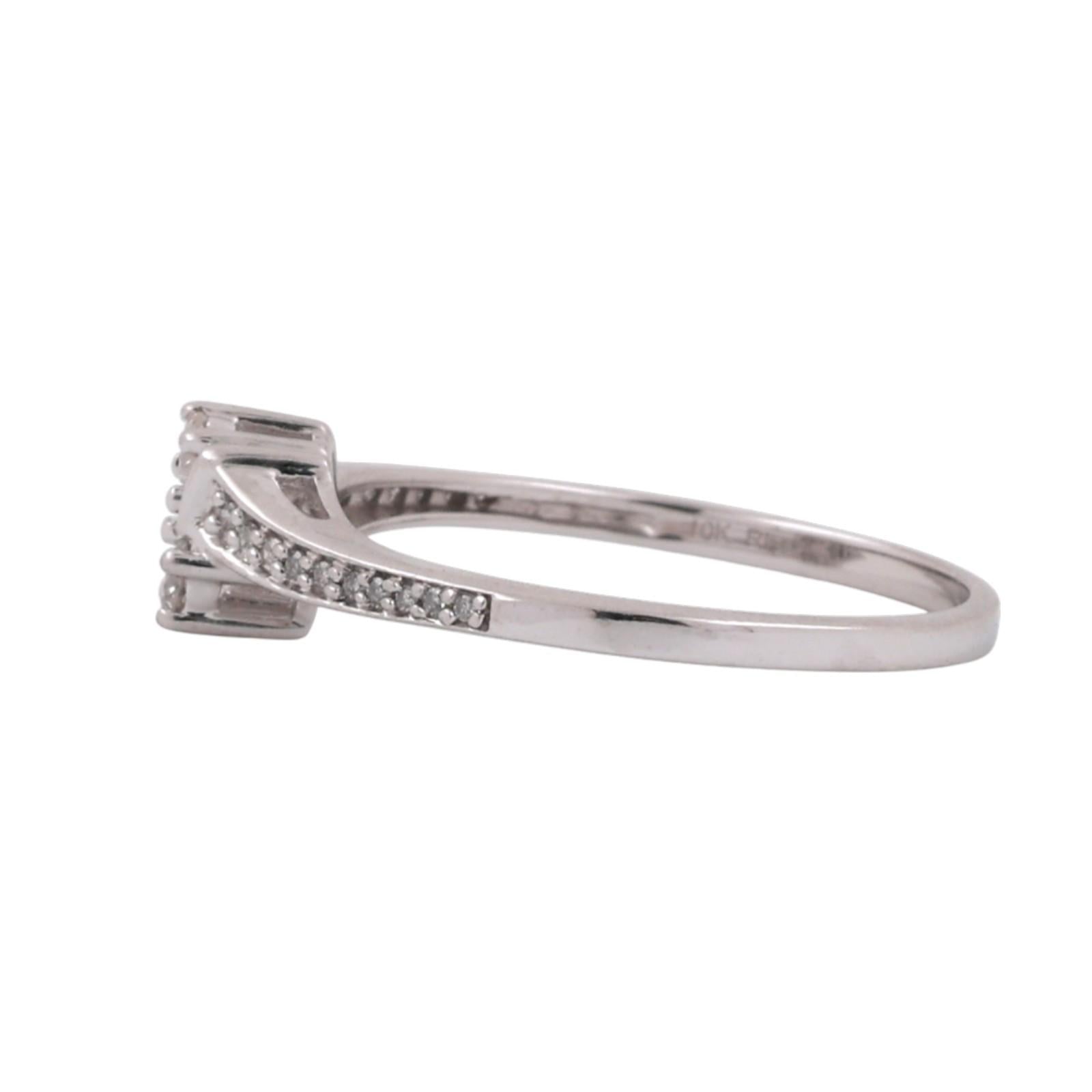 0.25 TW Round Diamond Bypass Ring 10K White Gold Size 9 Ladies Estate