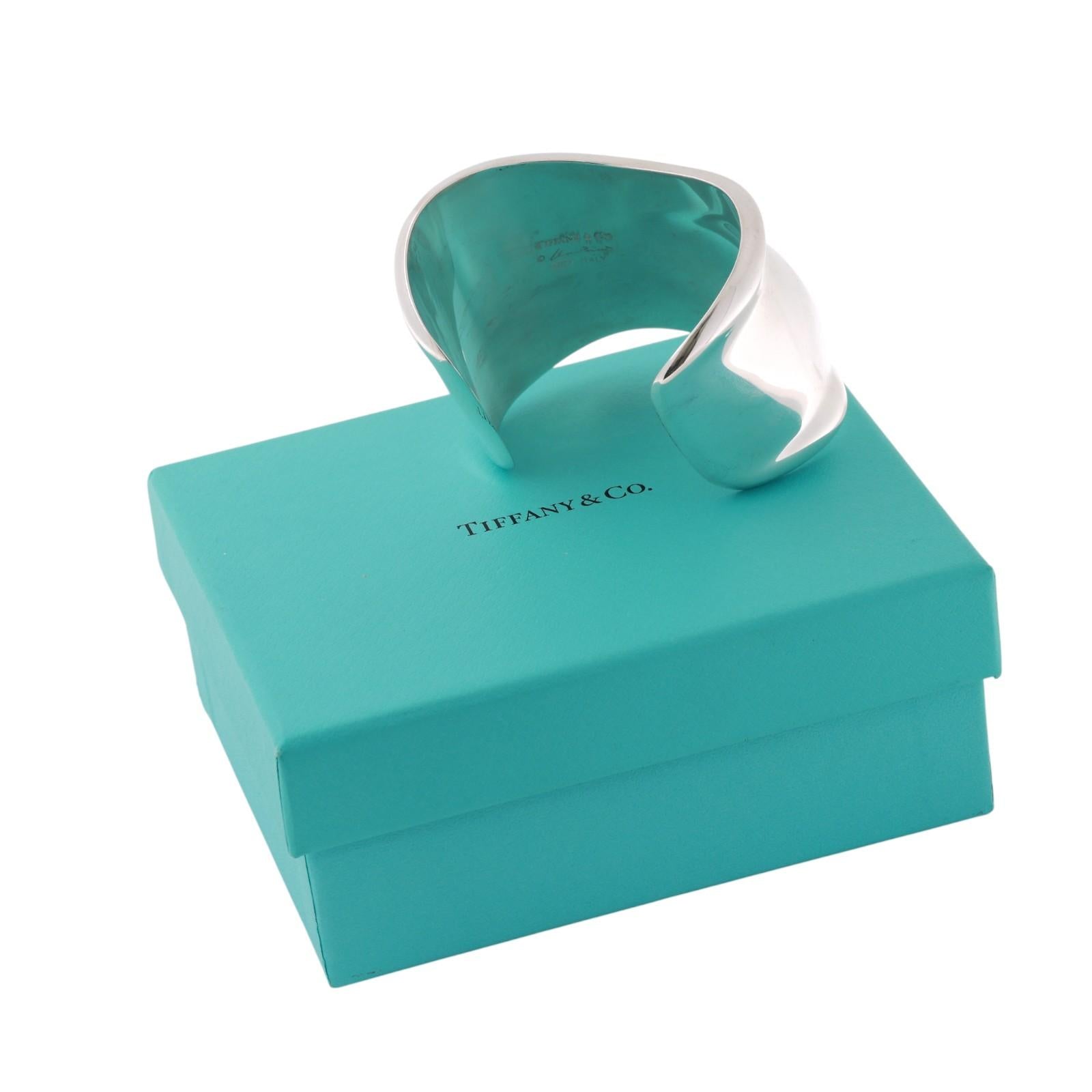 Tiffany & Co. Elsa Peretti Split Bone Cuff Bracelet Sterling Silver 6.25"-6.75"