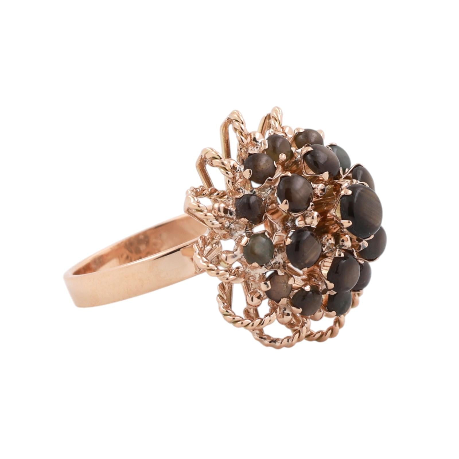 Black Star Sapphire Cocktail Flower Ring Yellow Gold 1.95 CTW Size 7.25 Ladies