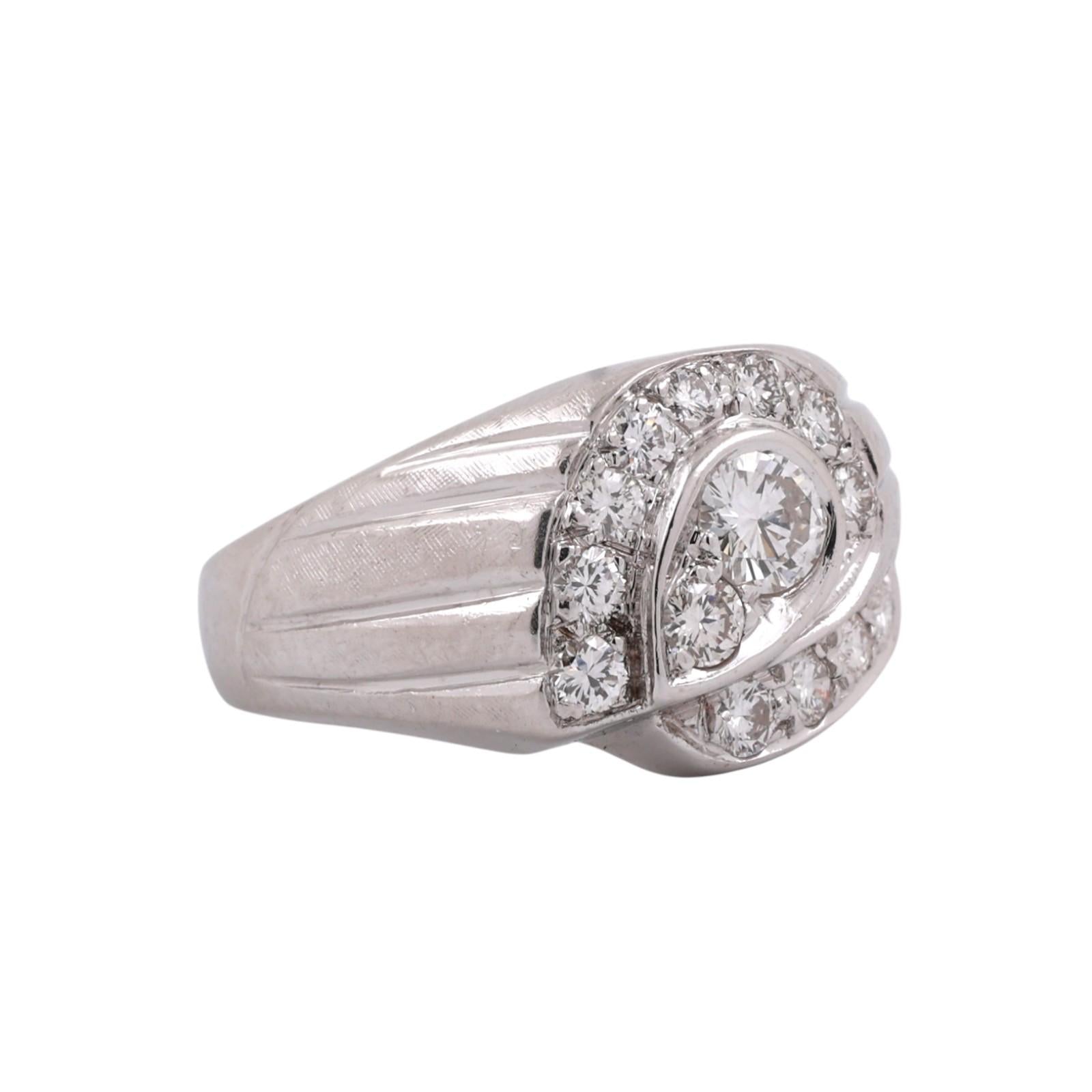 Diamond Cocktail Ring White Gold 1.05 TW Size 8.75 Ladies Vintage Estate