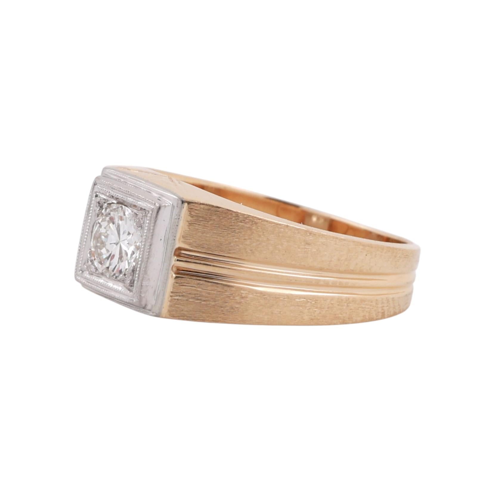0.50 CT Mens Diamond Signet Ring Two-Tone Gold Size 9 Vintage Estate
