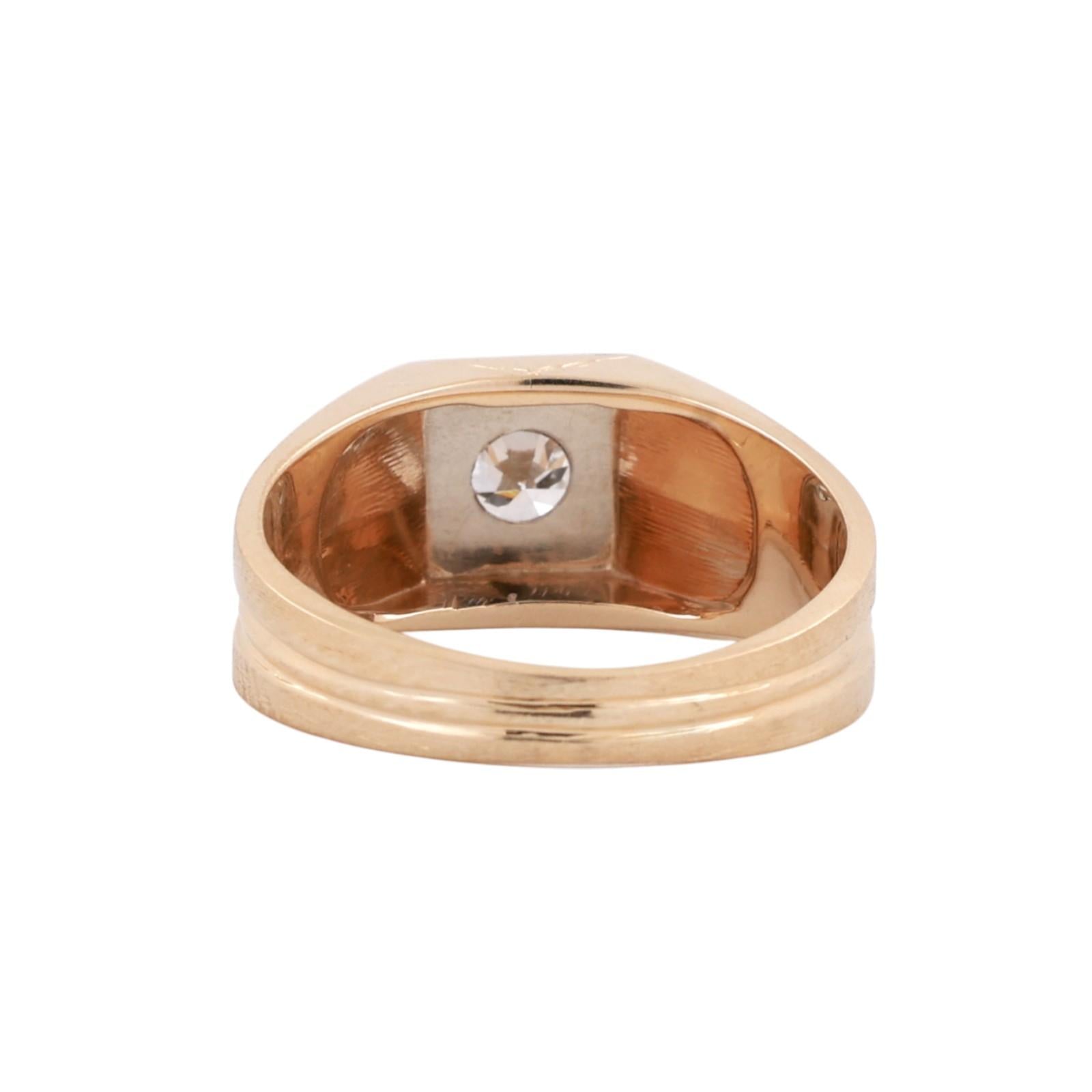 0.50 CT Mens Diamond Signet Ring Two-Tone Gold Size 9 Vintage Estate