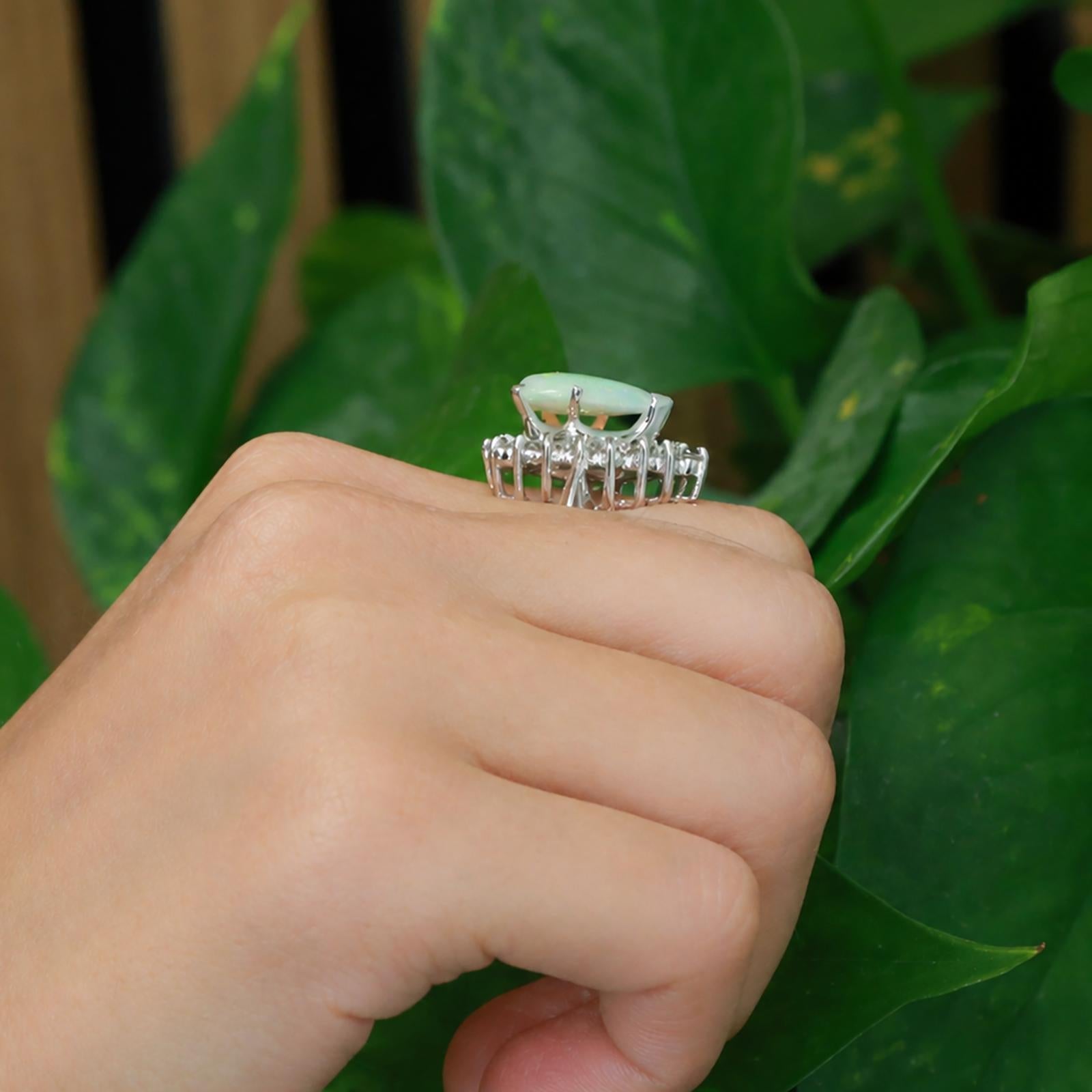 1.40CTW Pear Opal Diamond Halo Ring White Gold G-H SI Vintage Estate Size 7