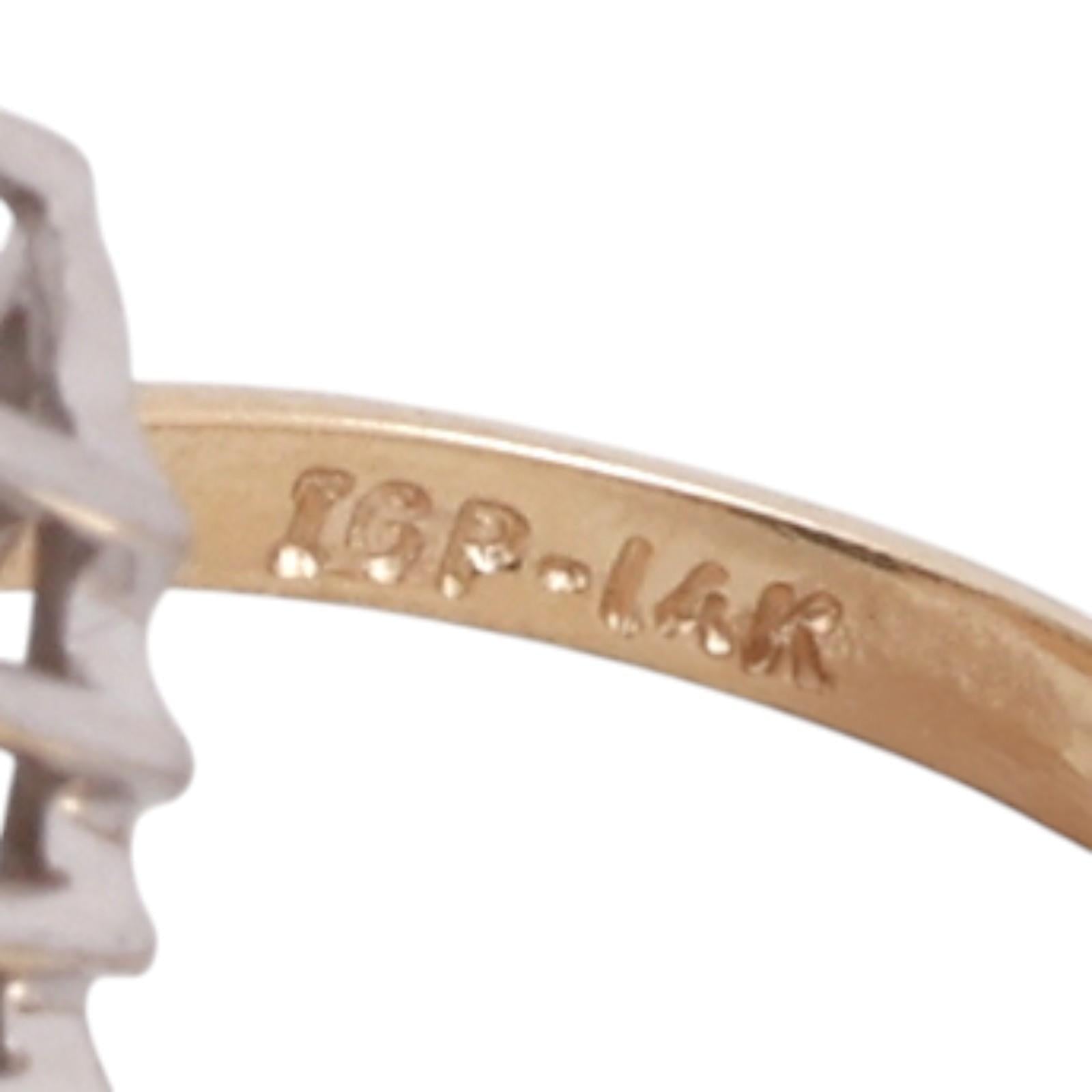 0.50ctw Diamond Swirl Cocktail Ring 14K Two-Tone Gold Marquise Cluster Estate