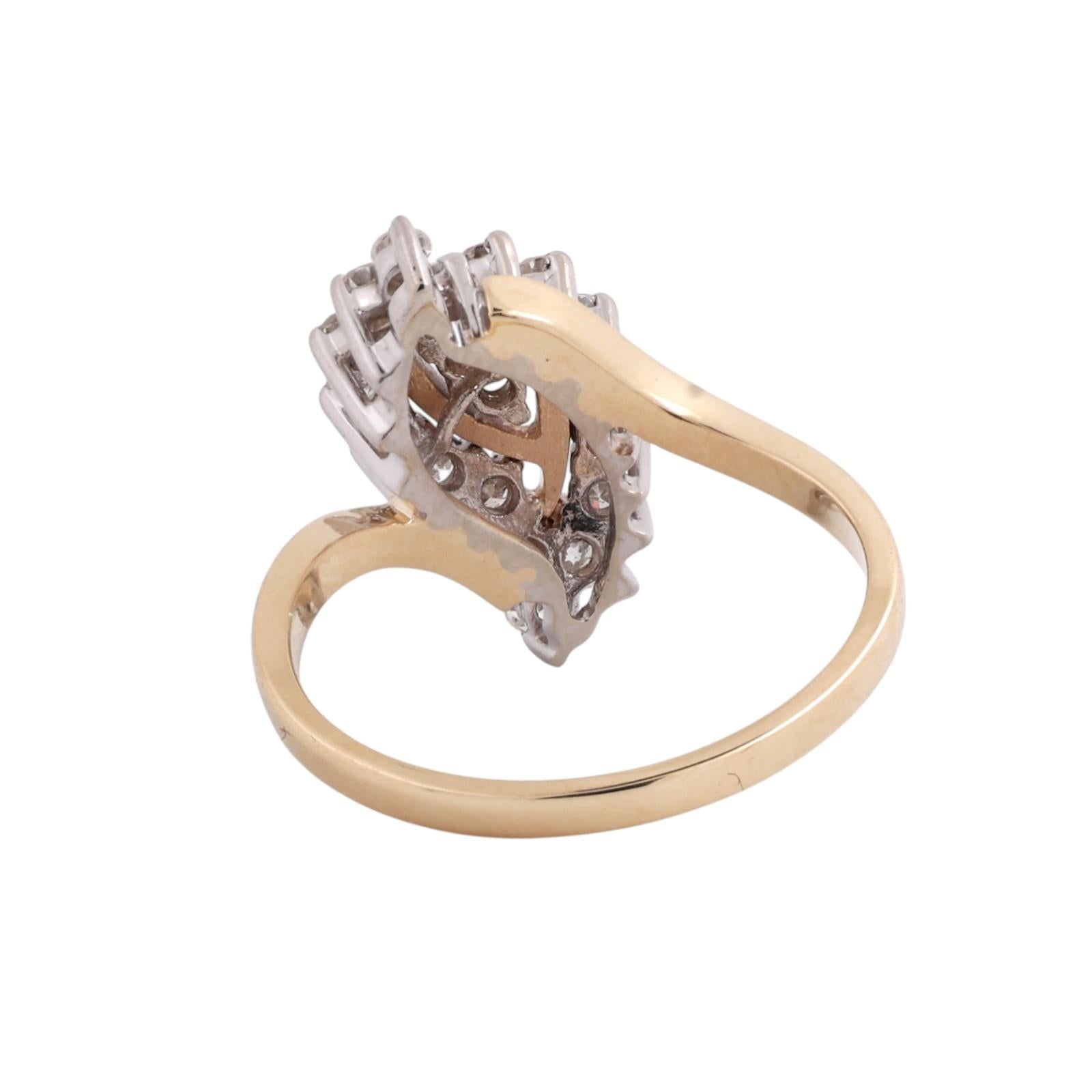 0.50ctw Diamond Swirl Cocktail Ring 14K Two-Tone Gold Marquise Cluster Estate