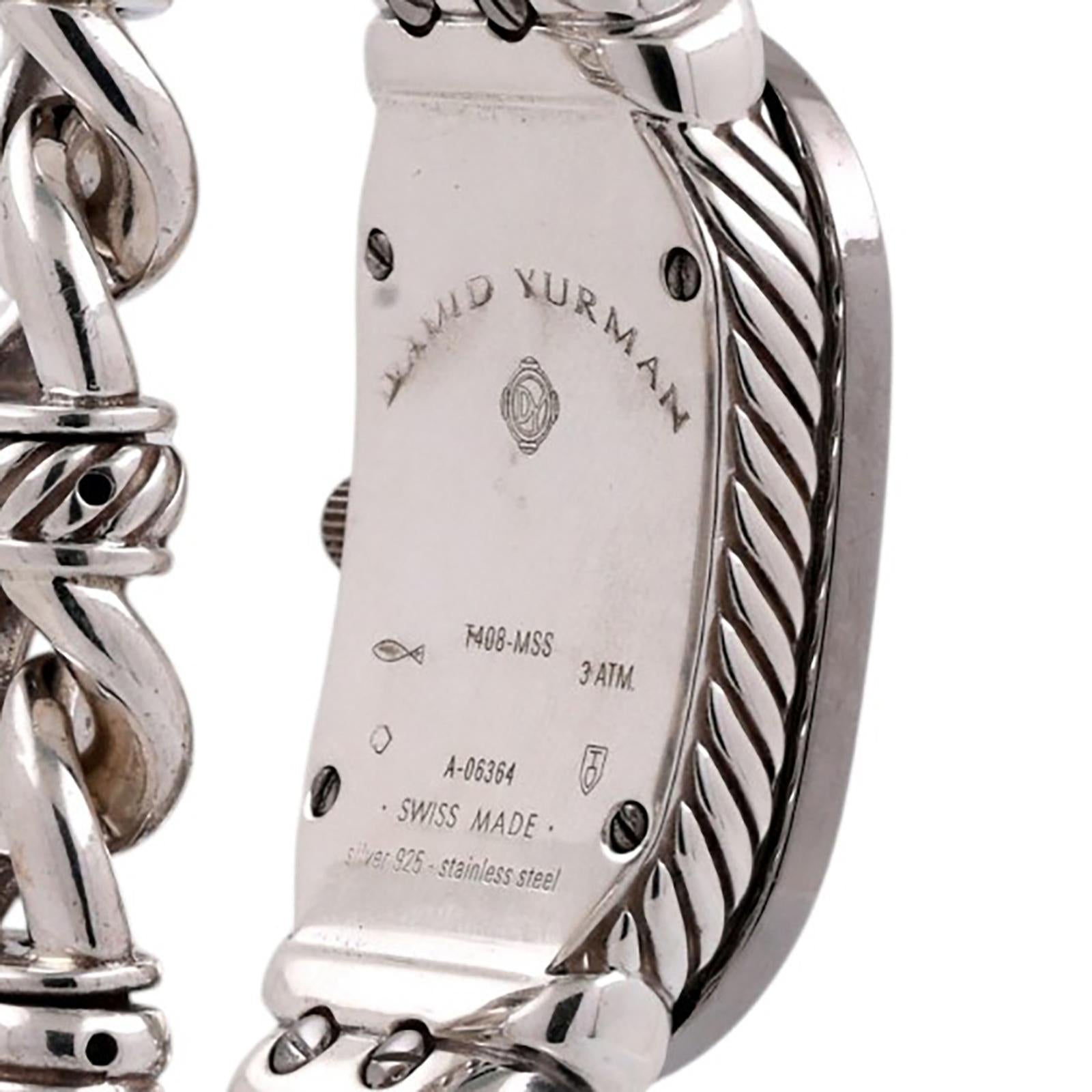 David Yurman Madison Cable Link Watch Sterling Silver Diamond MOP Quartz 6.5"