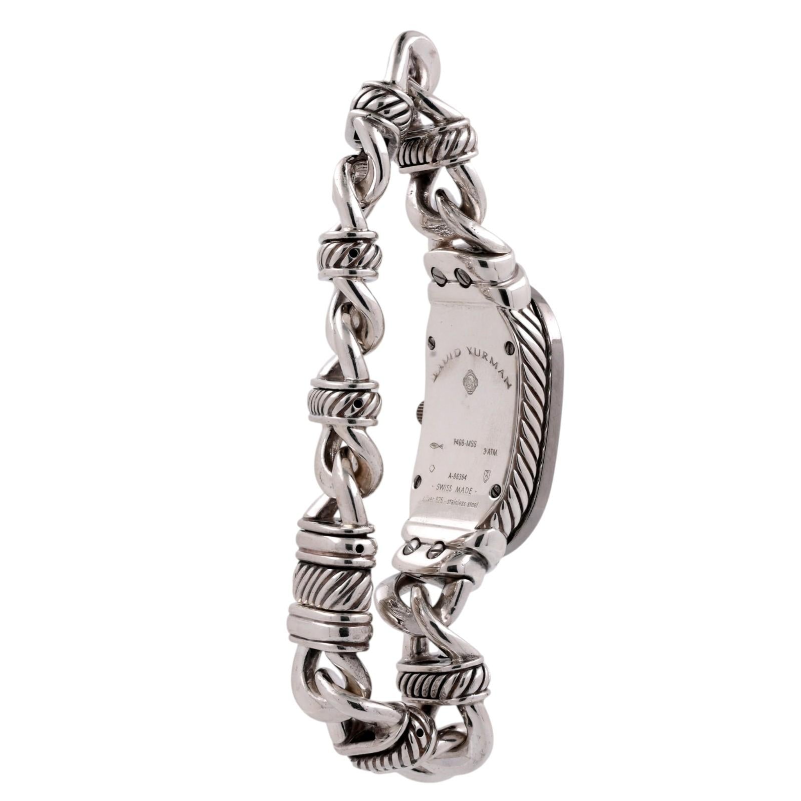 David Yurman Madison Cable Link Watch Sterling Silver Diamond MOP Quartz 6.5"