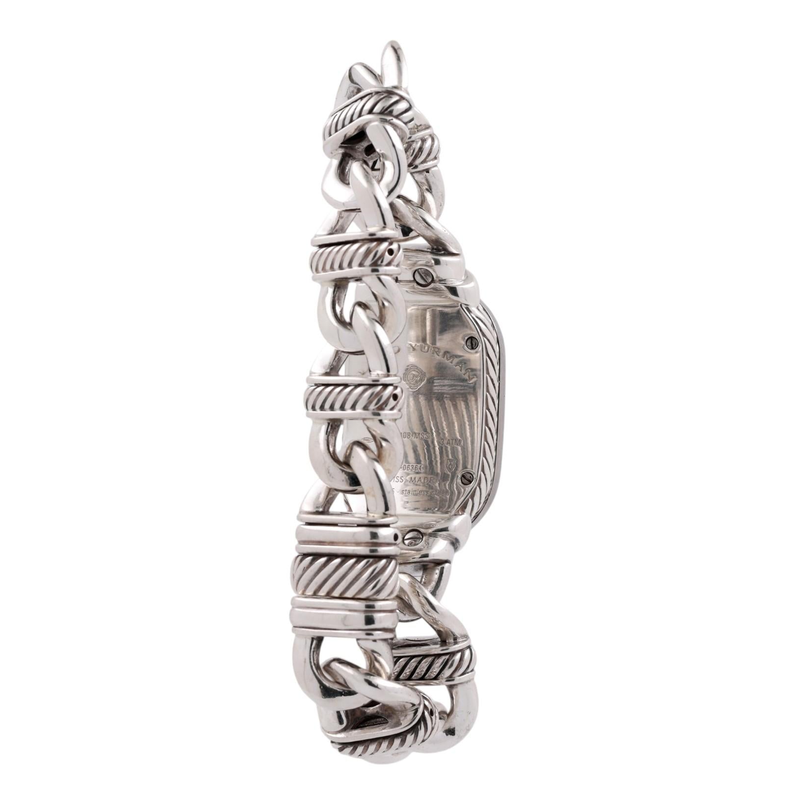 David Yurman Madison Cable Link Watch Sterling Silver Diamond MOP Quartz 6.5"