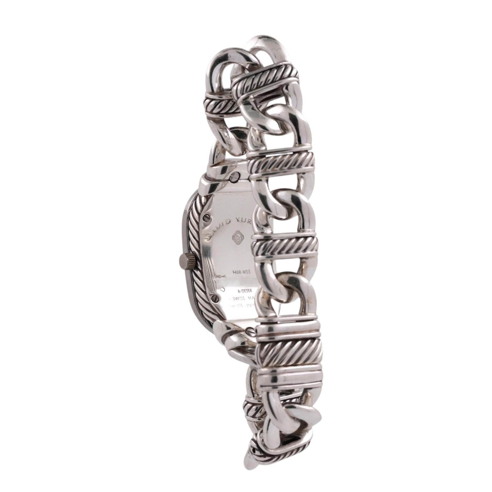 David Yurman Madison Cable Link Watch Sterling Silver Diamond MOP Quartz 6.5"