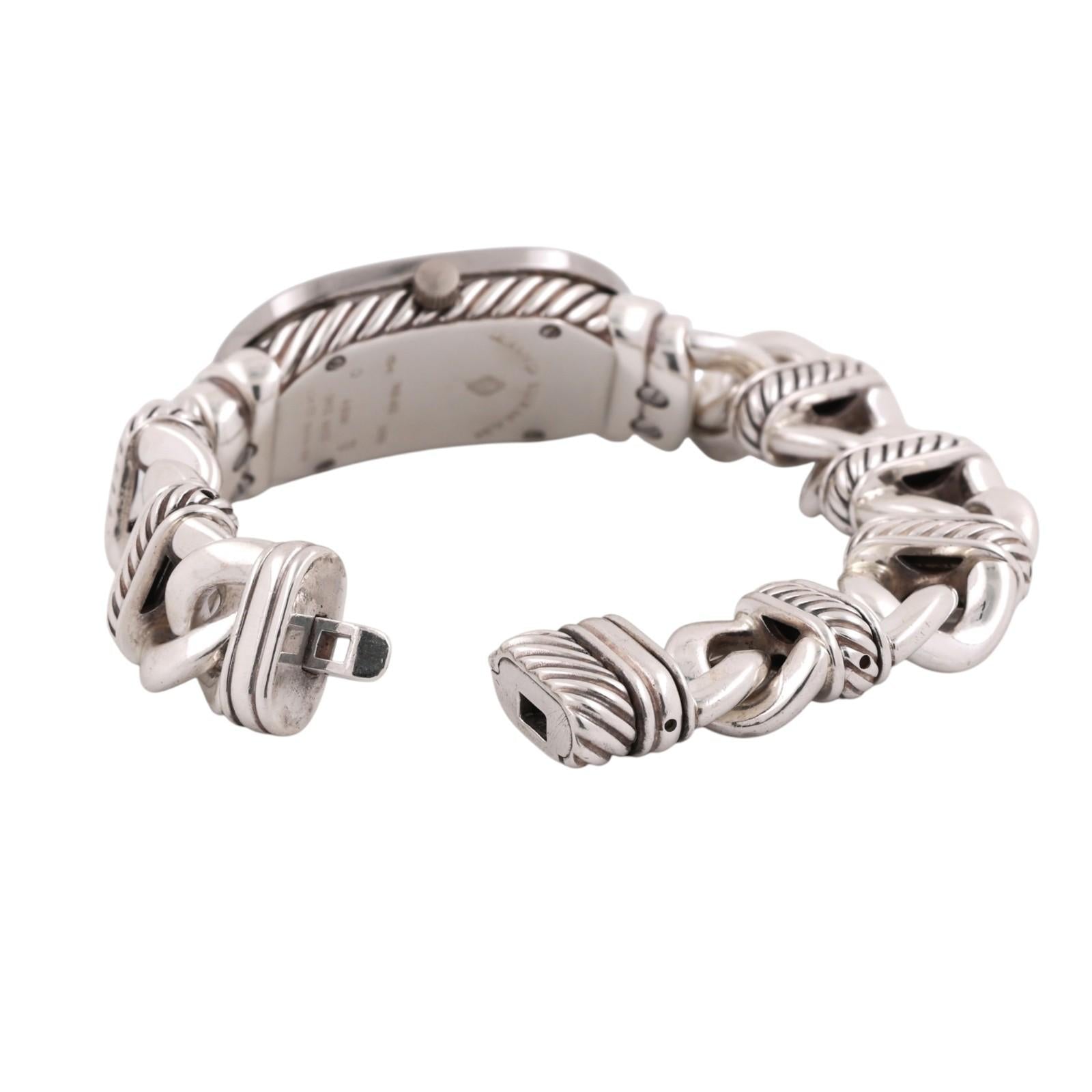 David Yurman Madison Cable Link Watch Sterling Silver Diamond MOP Quartz 6.5"