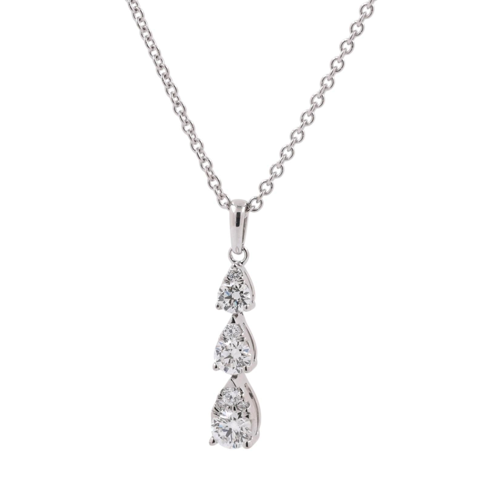 Diamond Journey Pendant Cable Chain Necklace 14K White Gold 0.45 TW 17"- 18"
