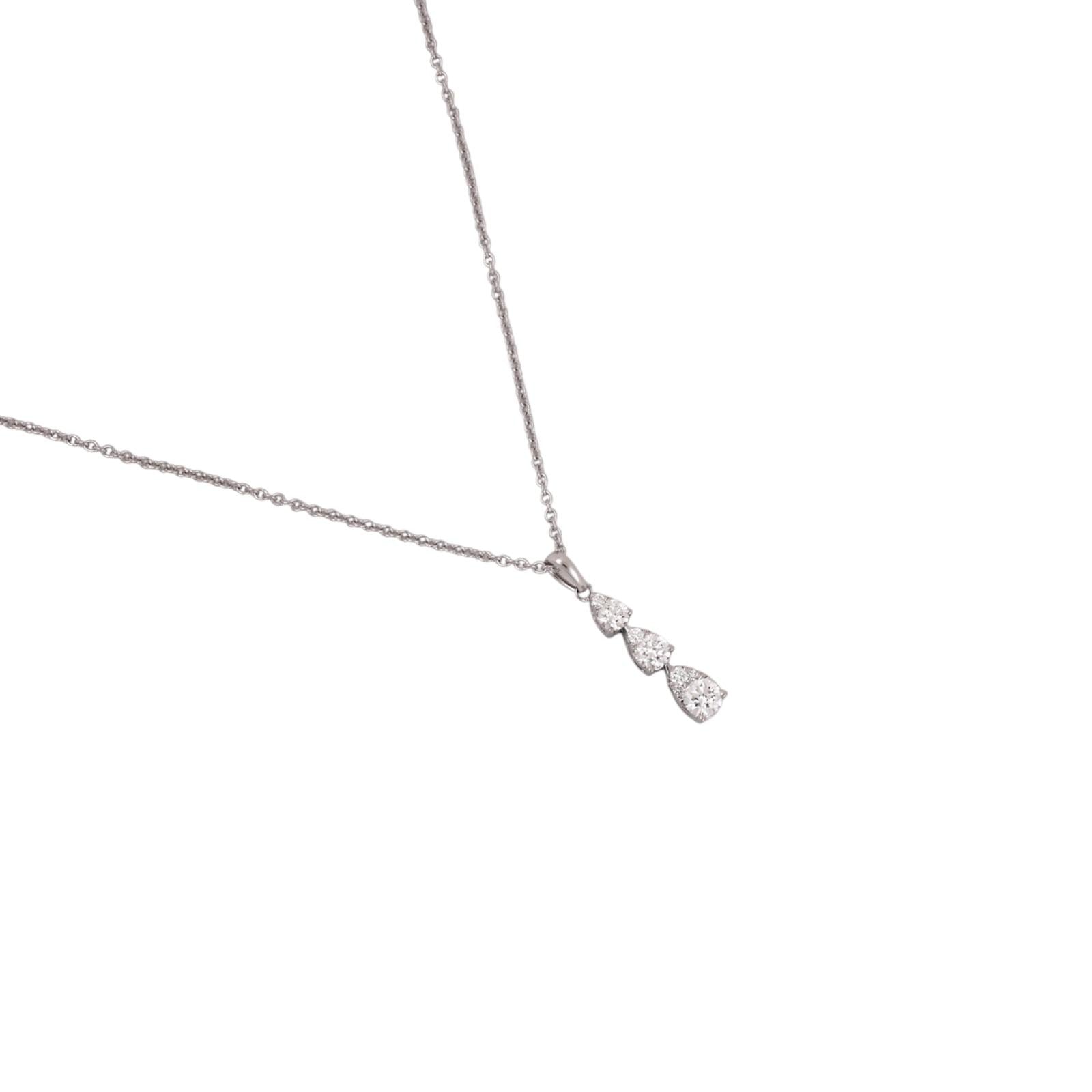 Diamond Journey Pendant Cable Chain Necklace 14K White Gold 0.45 TW 17"- 18"