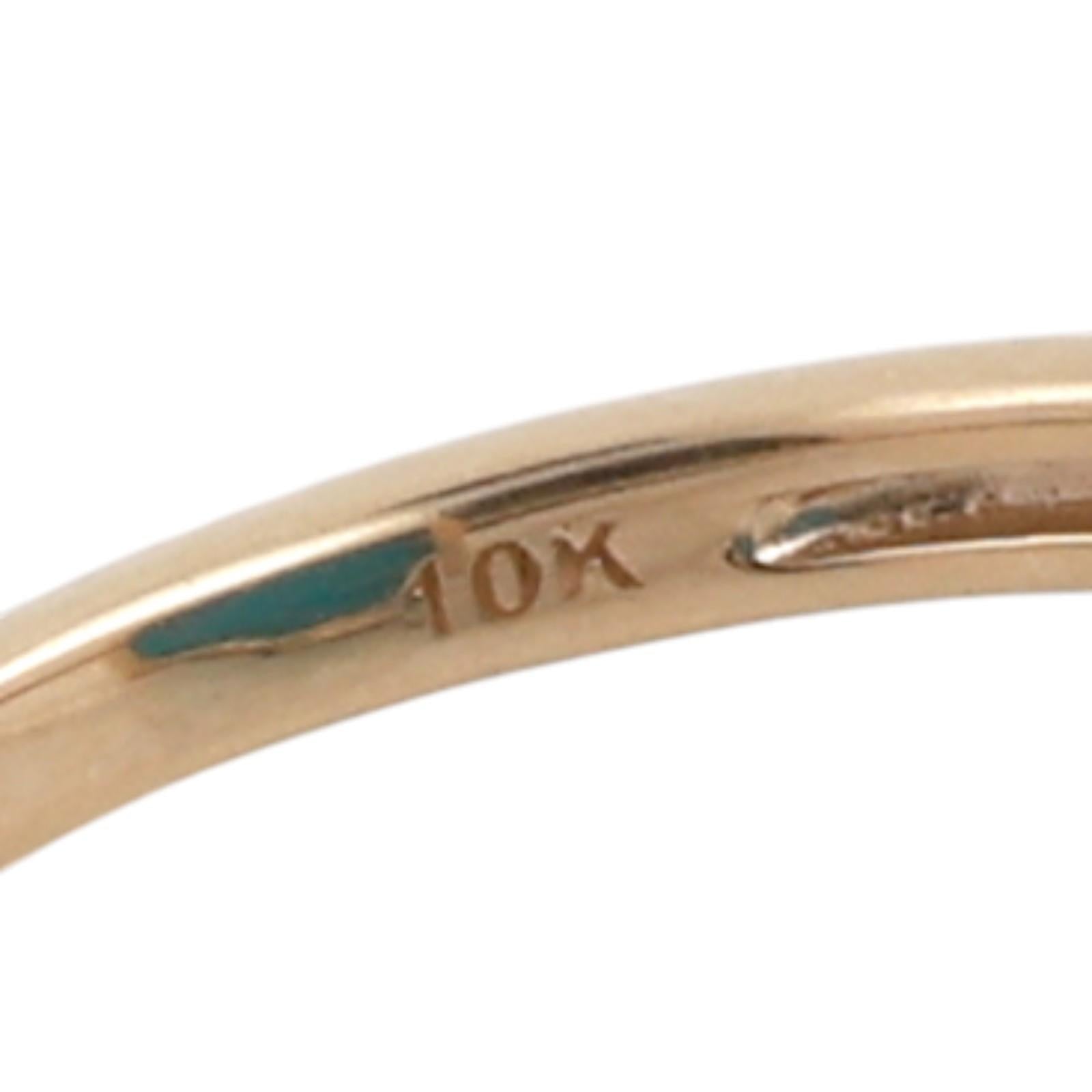 Turquoise Diamond Cocktail Ring 10K Yellow Gold Size 7 Ladies Estate