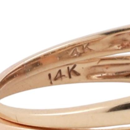 Vintage Diamond Wedding Ring Set With Accents 0.10 TW Two-Tone Gold Size 6.75-7