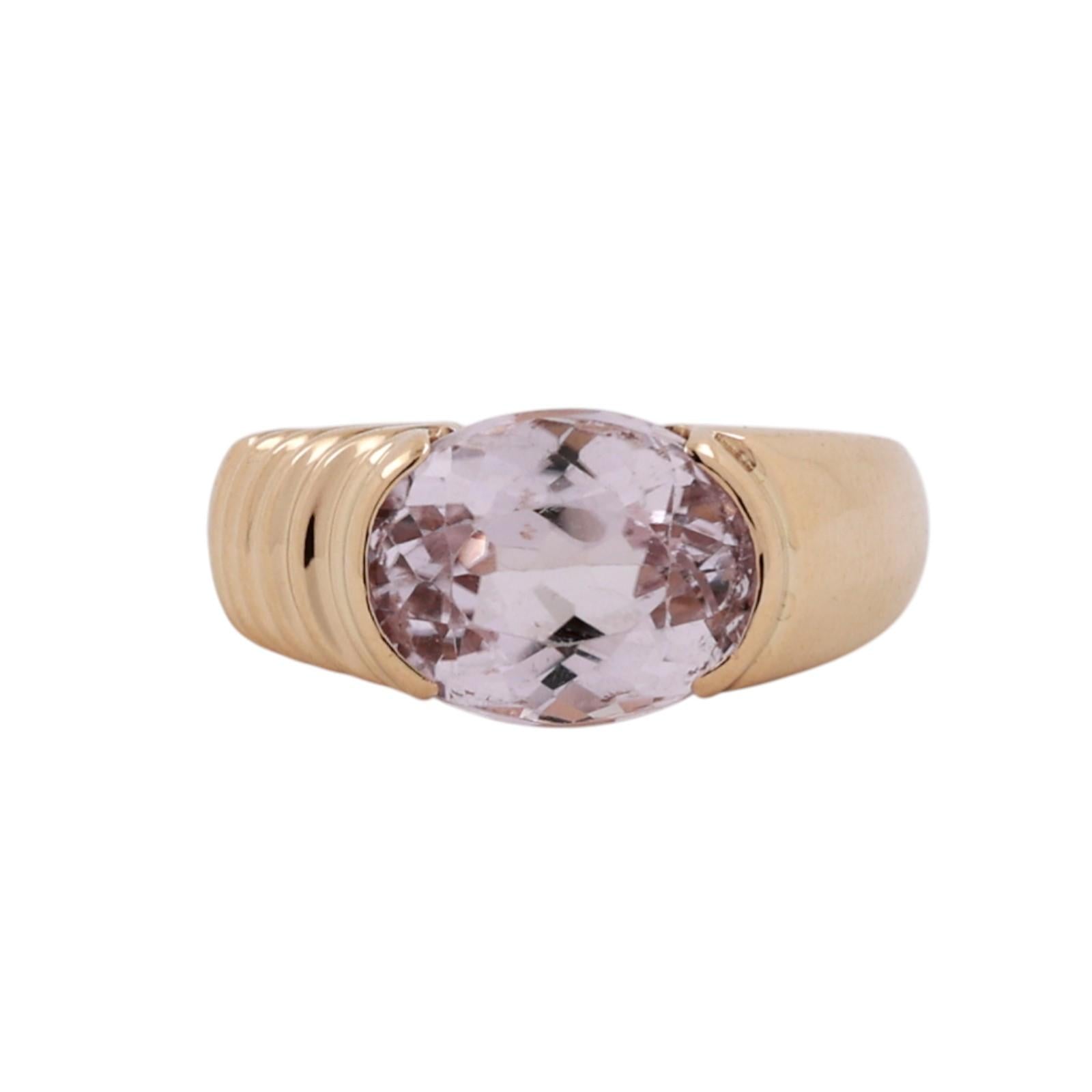 Solitaire Kunzite Cocktail Ring 14K Yellow Gold 4.05 CT Size 7 Ladies Estate