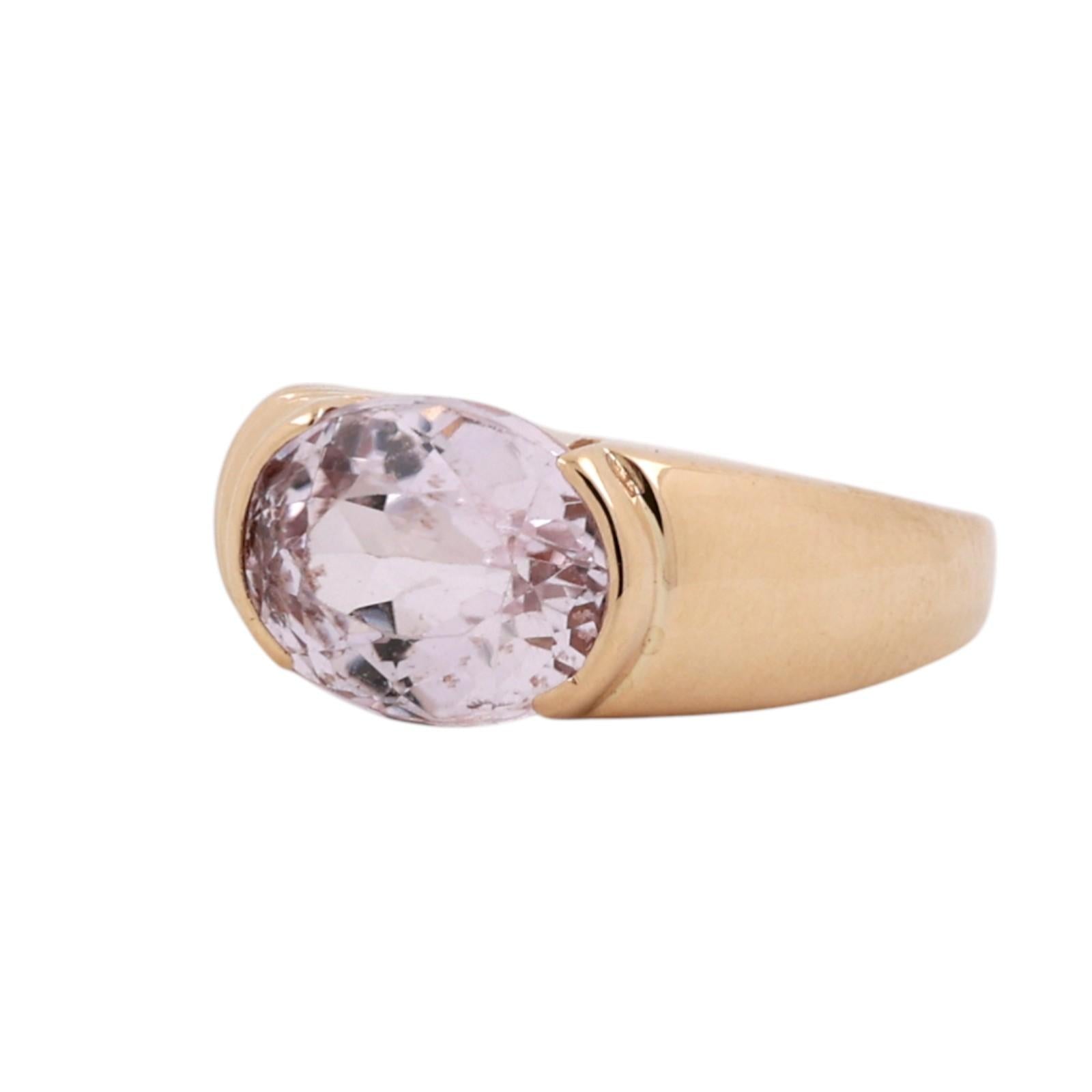 Solitaire Kunzite Cocktail Ring 14K Yellow Gold 4.05 CT Size 7 Ladies Estate