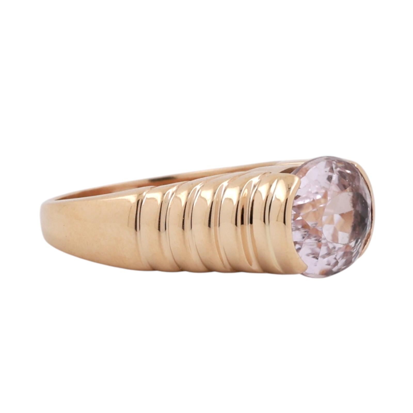 Solitaire Kunzite Cocktail Ring 14K Yellow Gold 4.05 CT Size 7 Ladies Estate
