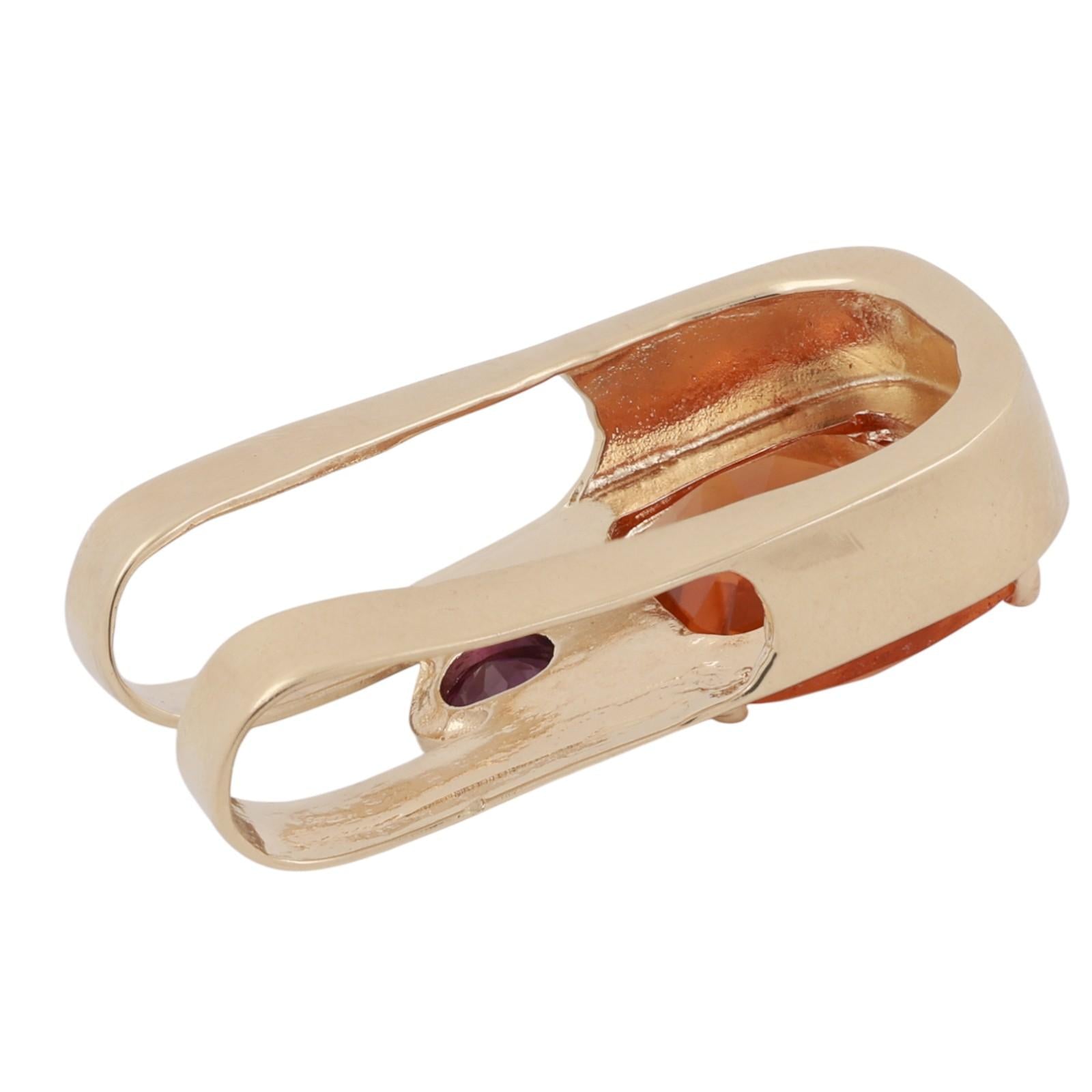 8.35 CTW Citrine Amethyst Gemstone Slider Pendant Yellow Gold 1.25" Estate