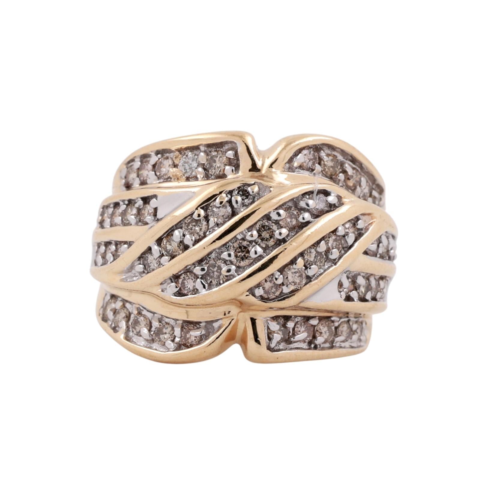 1.25 TW Diamond Wide Band Crossover Ring 10K Gold Size 7.25 Ladies Estate