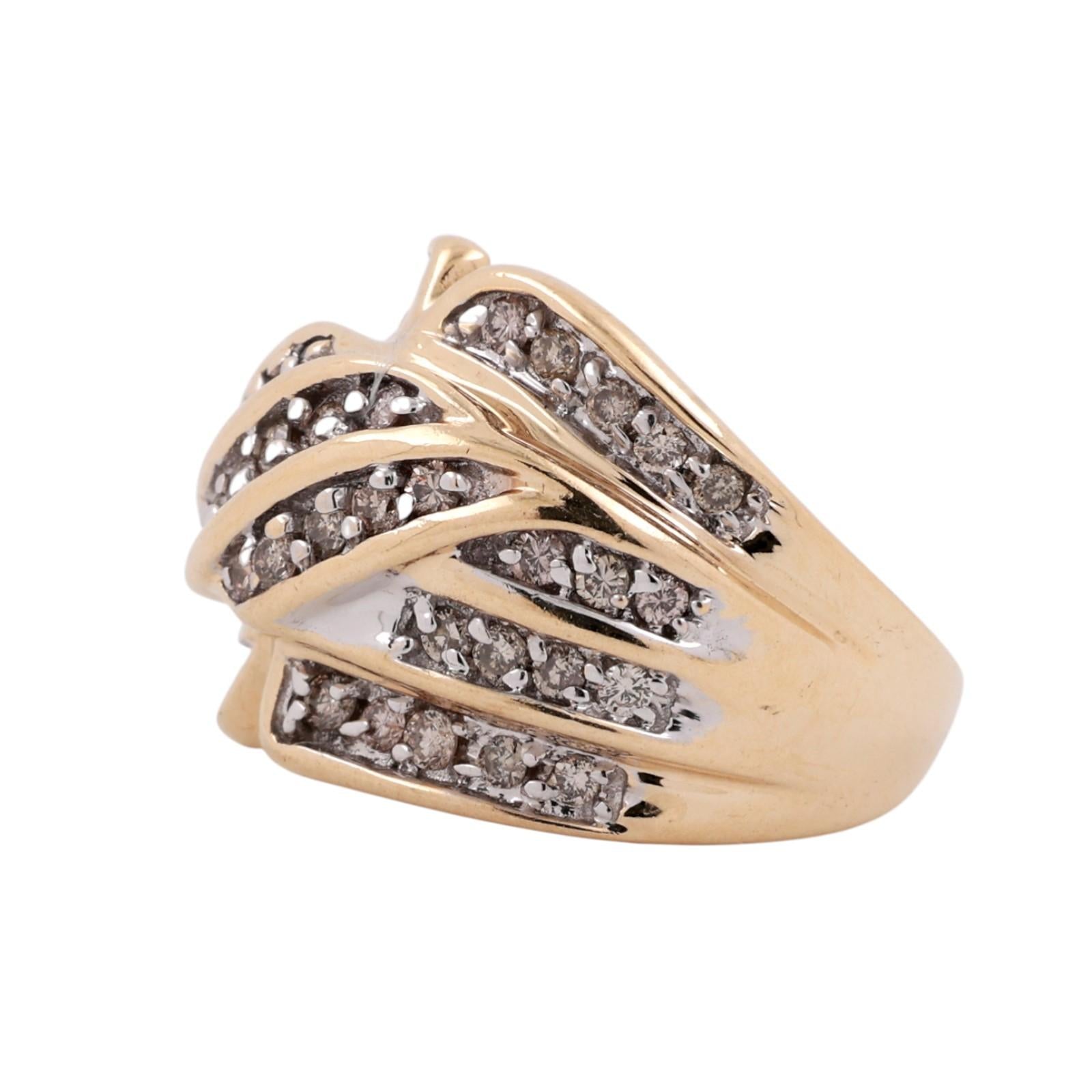 1.25 TW Diamond Wide Band Crossover Ring 10K Gold Size 7.25 Ladies Estate