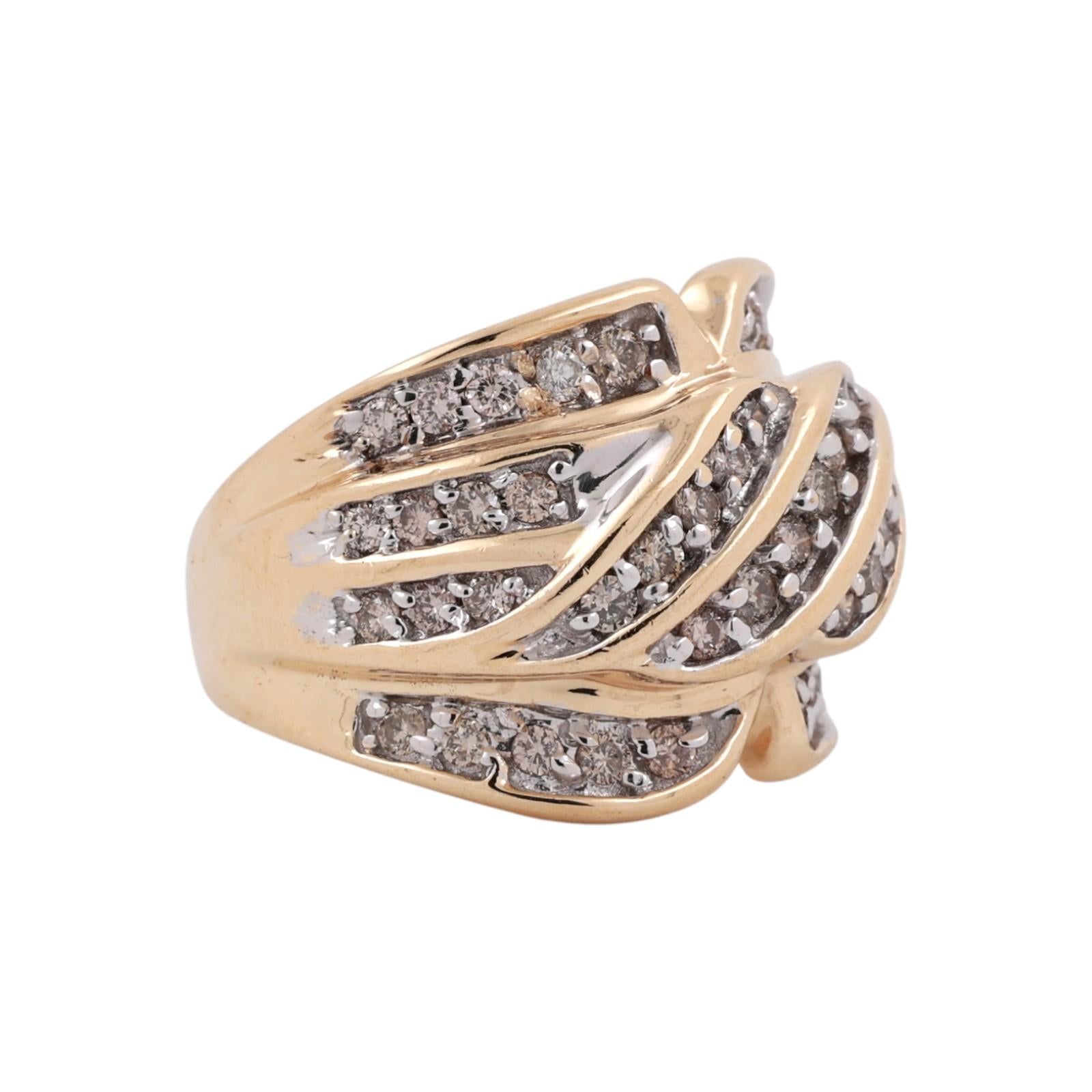 1.25 TW Diamond Wide Band Crossover Ring 10K Gold Size 7.25 Ladies Estate
