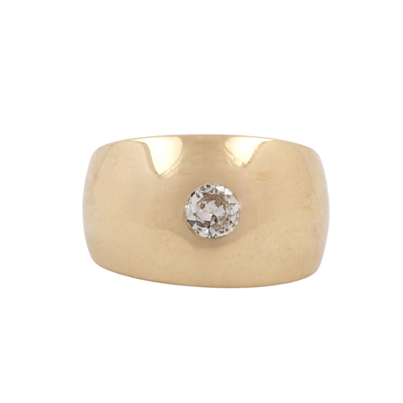 0.20 CT Solitaire Diamond Pinkie Wide Band Ring 14K Yellow Gold Size 4.75