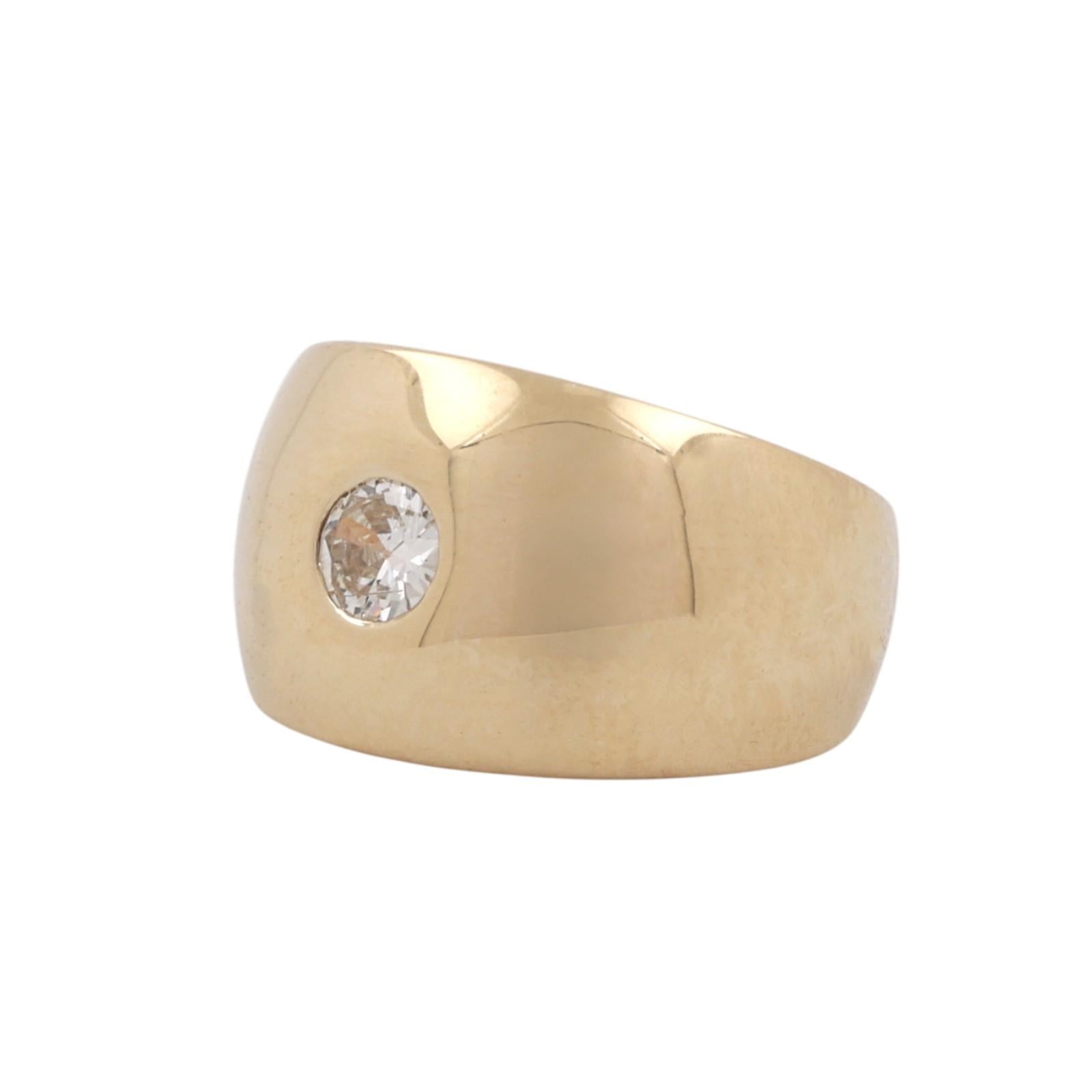 0.20 CT Solitaire Diamond Pinkie Wide Band Ring 14K Yellow Gold Size 4.75
