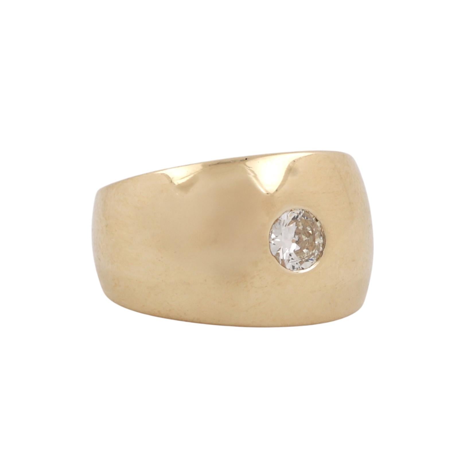 0.20 CT Solitaire Diamond Pinkie Wide Band Ring 14K Yellow Gold Size 4.75