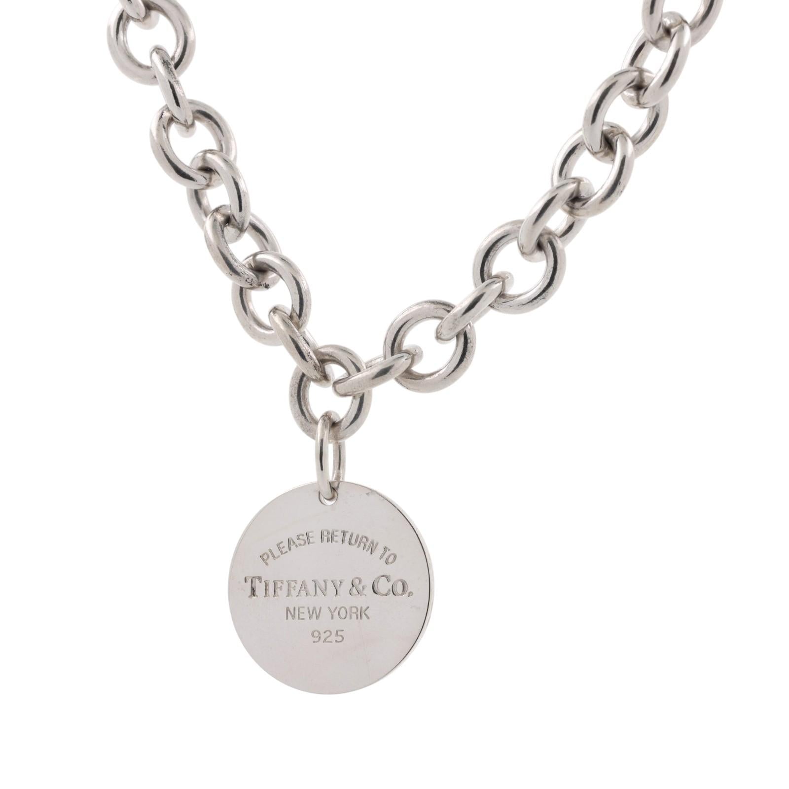 Tiffany & Co. Return to Tiffany Round Tag 925 Silver 16" Necklace 70.5g