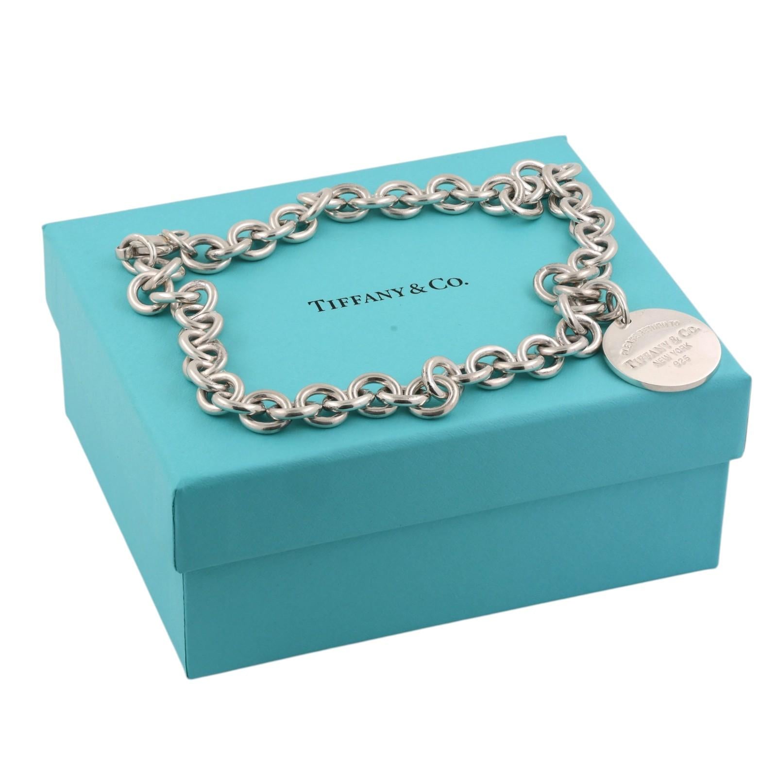 Tiffany & Co. Return to Tiffany Round Tag 925 Silver 16" Necklace 70.5g