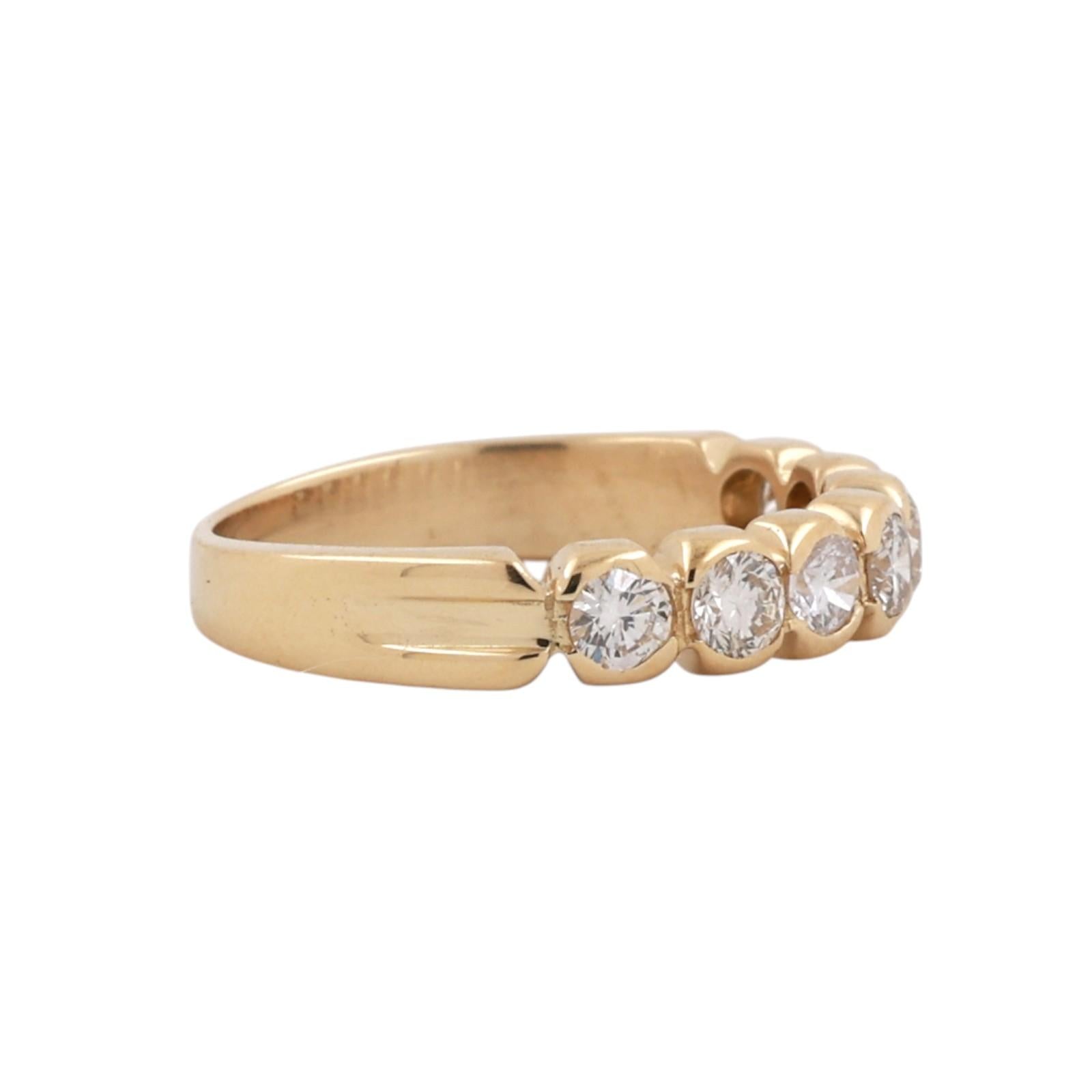 0.75CTW Diamond Half Eternity Band 18K Yellow Gold Bezel Set Anniversary Ring
