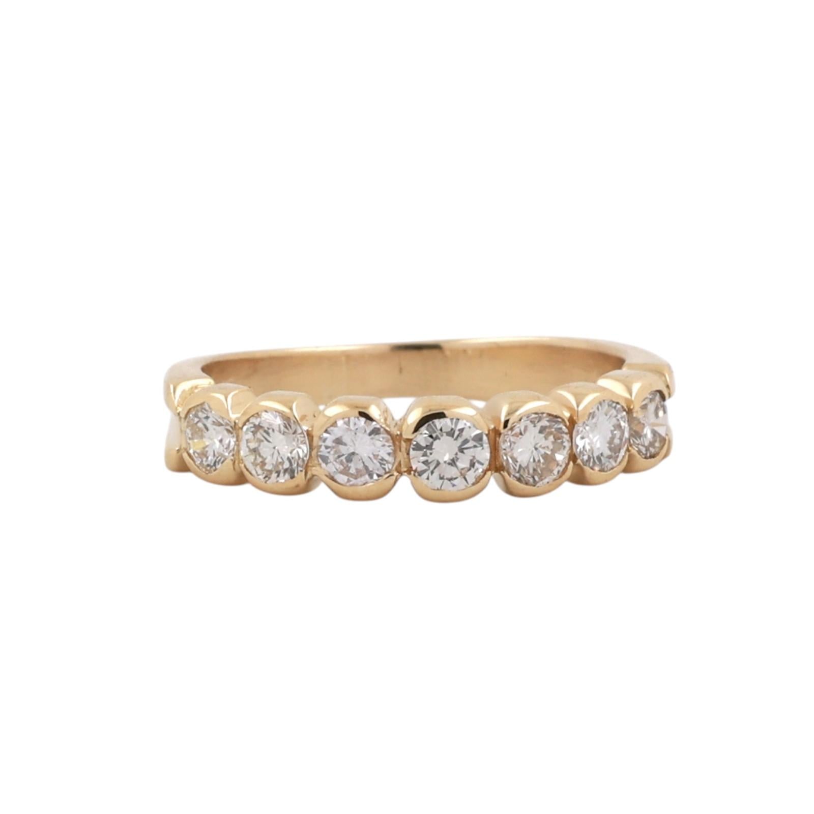 0.75CTW Diamond Half Eternity Band 18K Yellow Gold Bezel Set Anniversary Ring