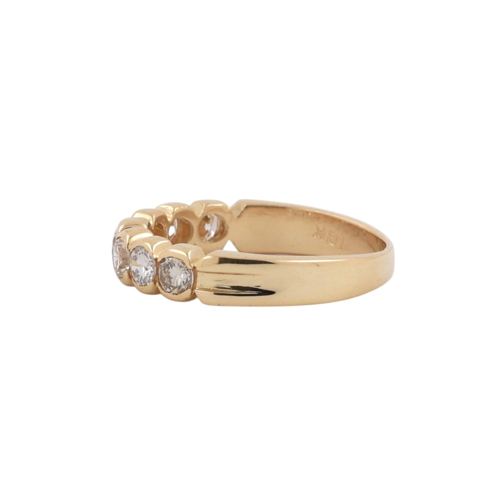 0.75CTW Diamond Half Eternity Band 18K Yellow Gold Bezel Set Anniversary Ring