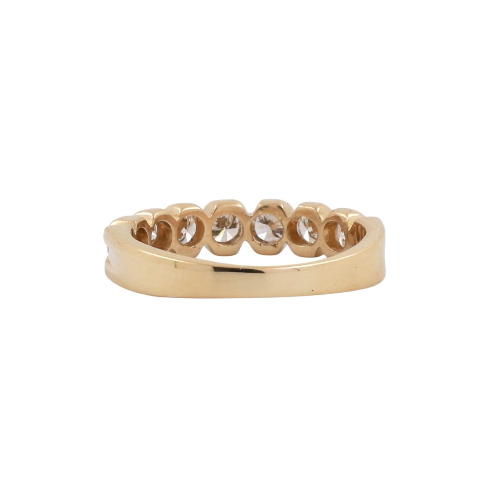 0.75CTW Diamond Half Eternity Band 18K Yellow Gold Bezel Set Anniversary Ring