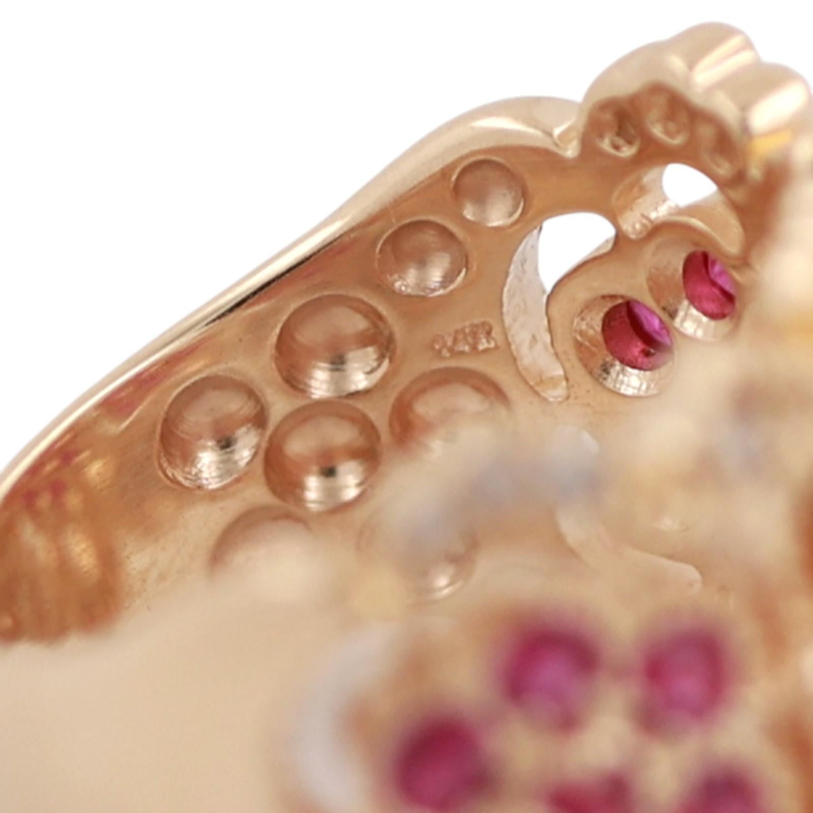 EFFY Ruby Diamond Wide Band Ring 14K Yellow Gold Floral 2.18CTW Size 7.5 Estate