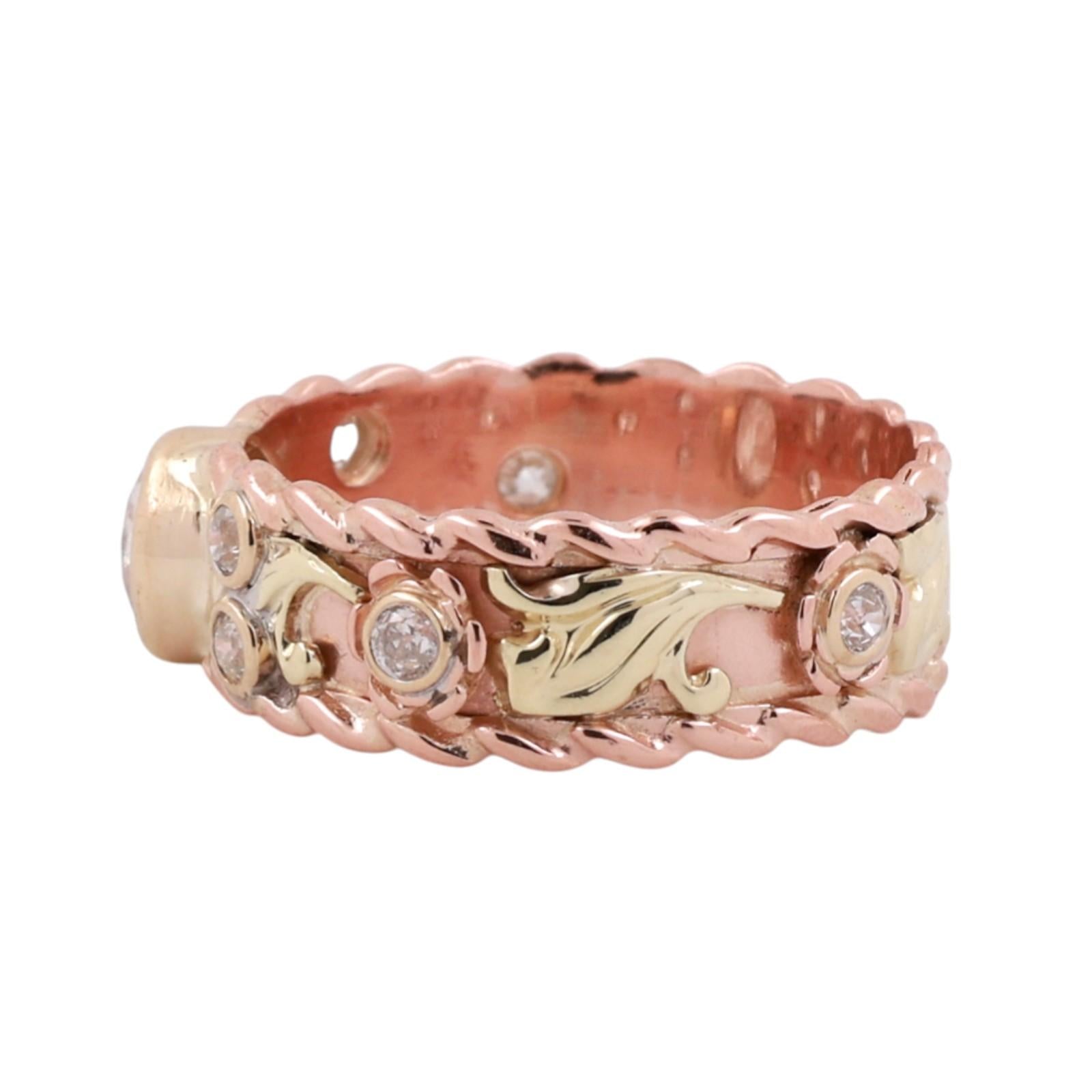 1.15CTW Old European Cut Diamond Ring Two Tone Gold Bezel Vintage Size 10.25