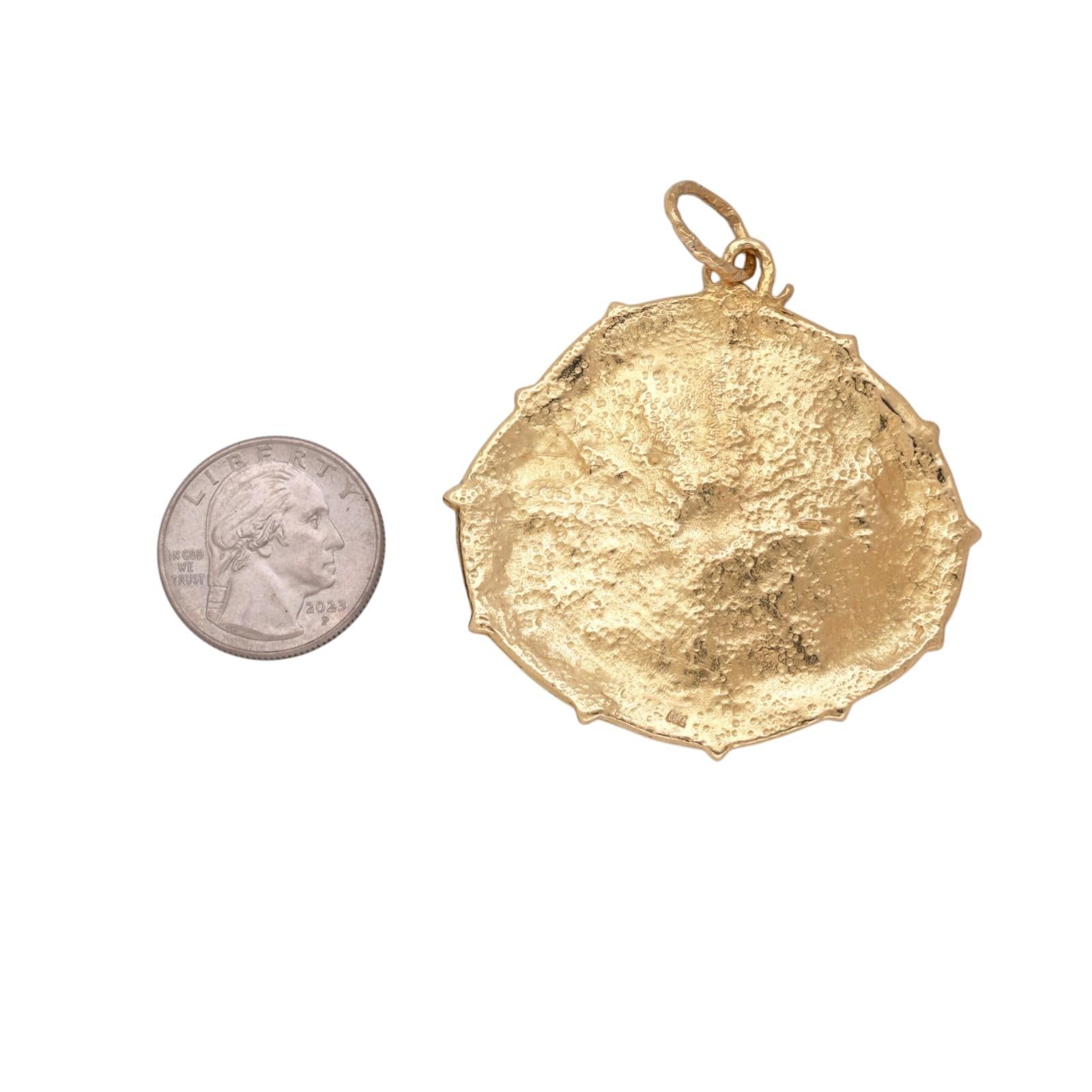18K Gold Zodiac Astrology Wheel Pendant 2.55" Large Estate