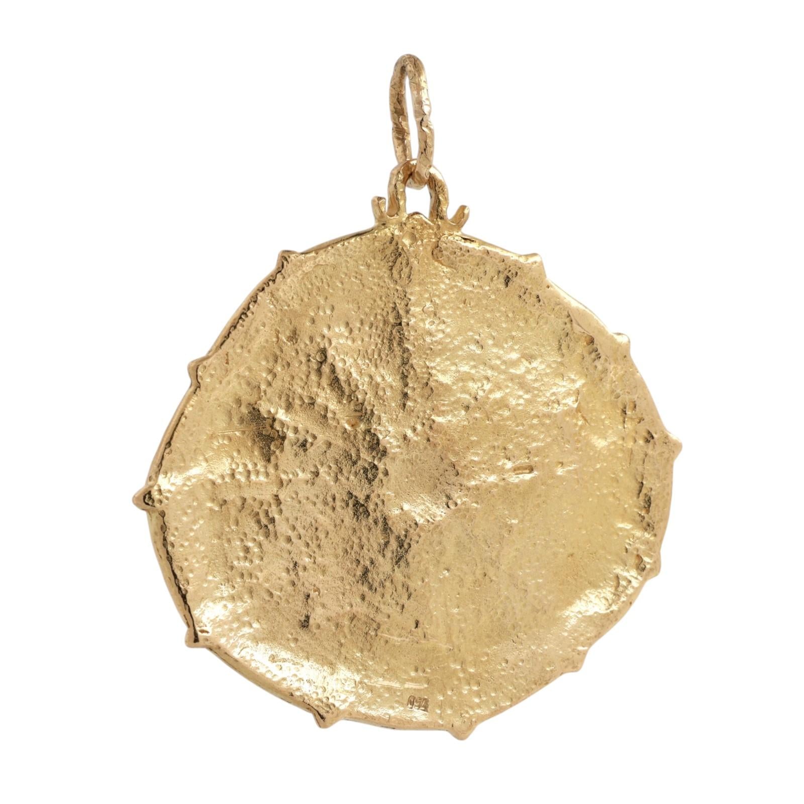 18K Gold Zodiac Astrology Wheel Pendant 2.55" Large Estate