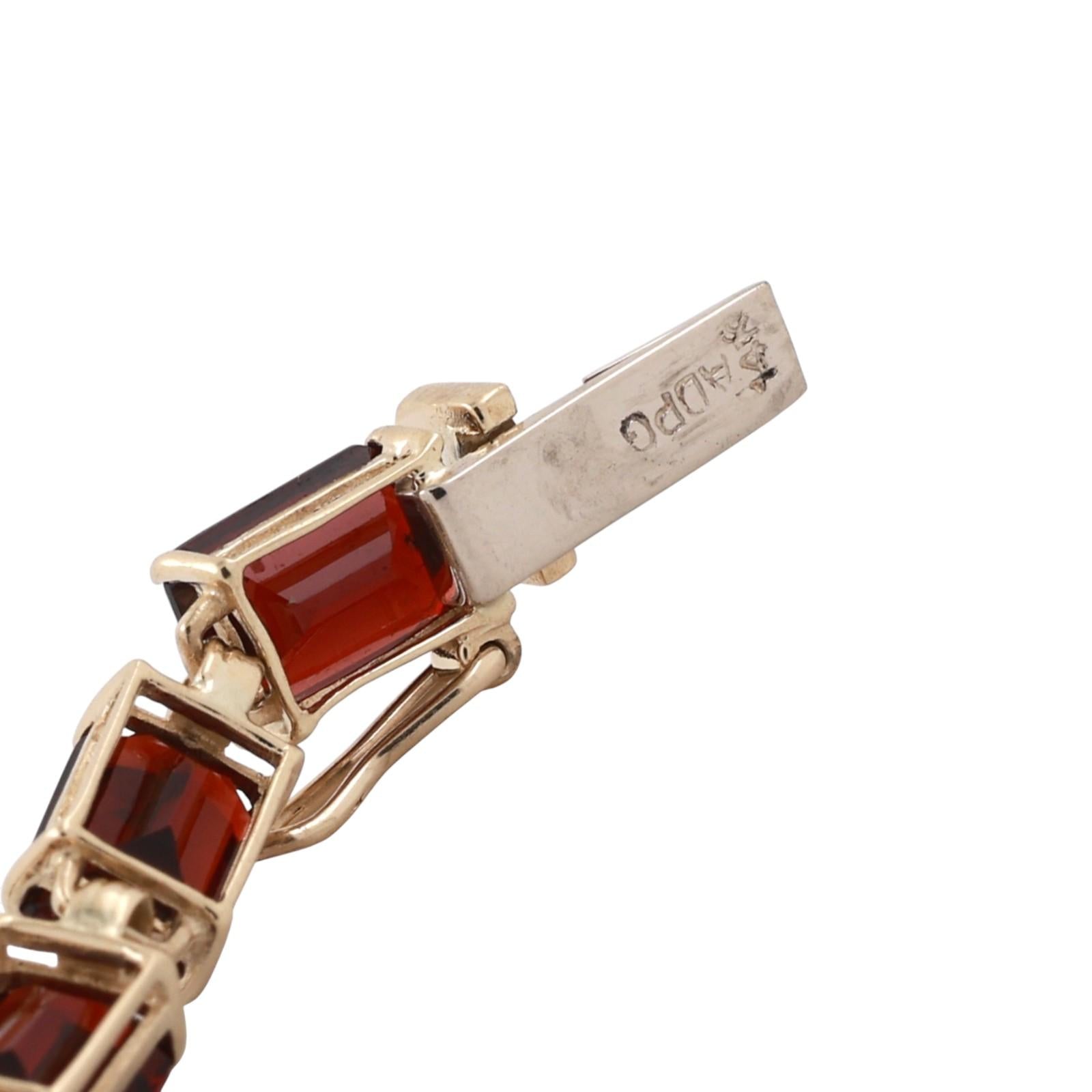 25ctw Garnet Tennis Bracelet Yellow Gold Emerald Cut 7.5" Vintage Estate
