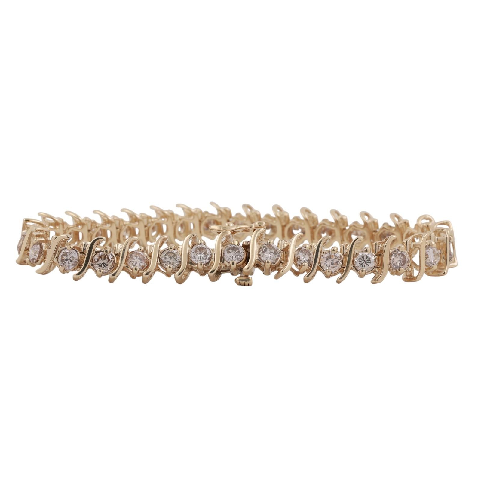 6.00 TW Diamond S Link Tennis Bracelet 14K Yellow Gold 7" Ladies Estate