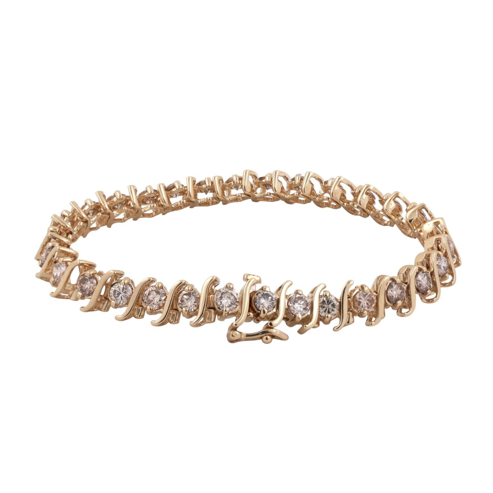 6.00 TW Diamond S Link Tennis Bracelet 14K Yellow Gold 7" Ladies Estate