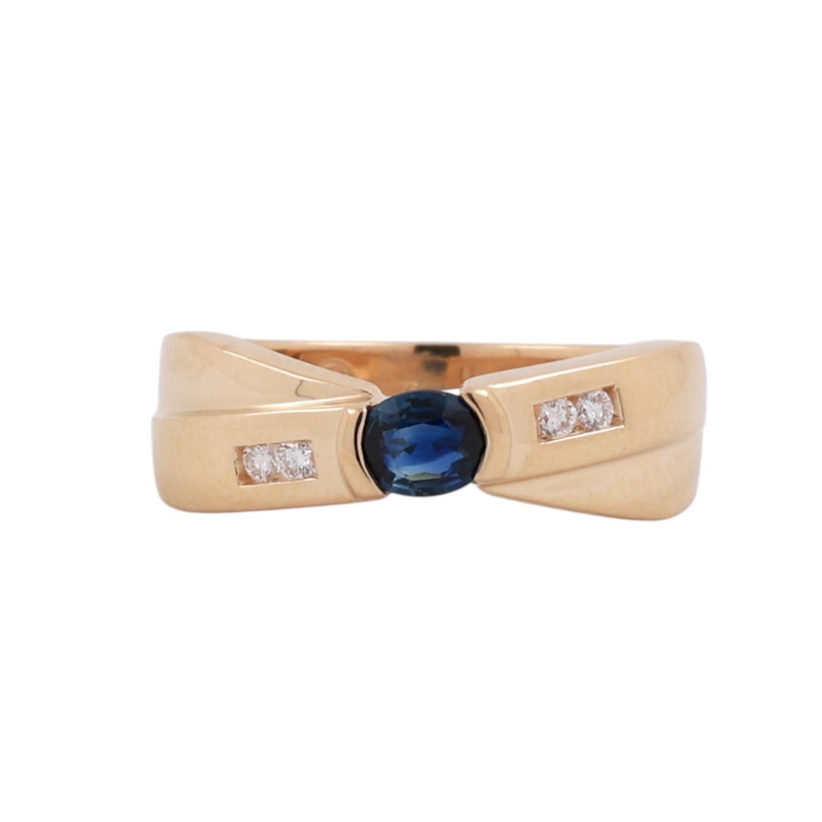 Sapphire Diamond Crossover Band Ring 14K Yellow Gold 0.41 TW Size 6.75 Ladies