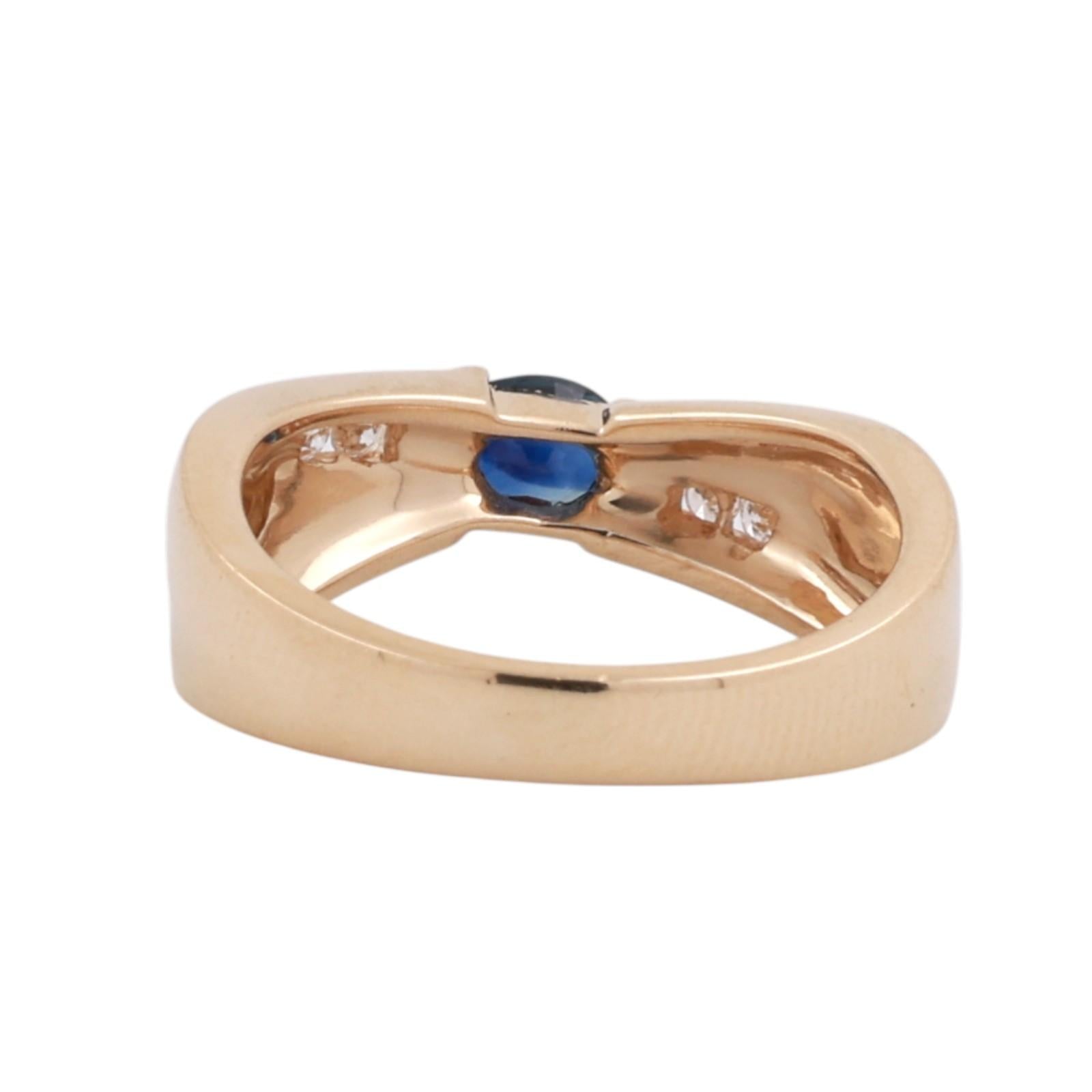 Sapphire Diamond Crossover Band Ring 14K Yellow Gold 0.41 TW Size 6.75 Ladies