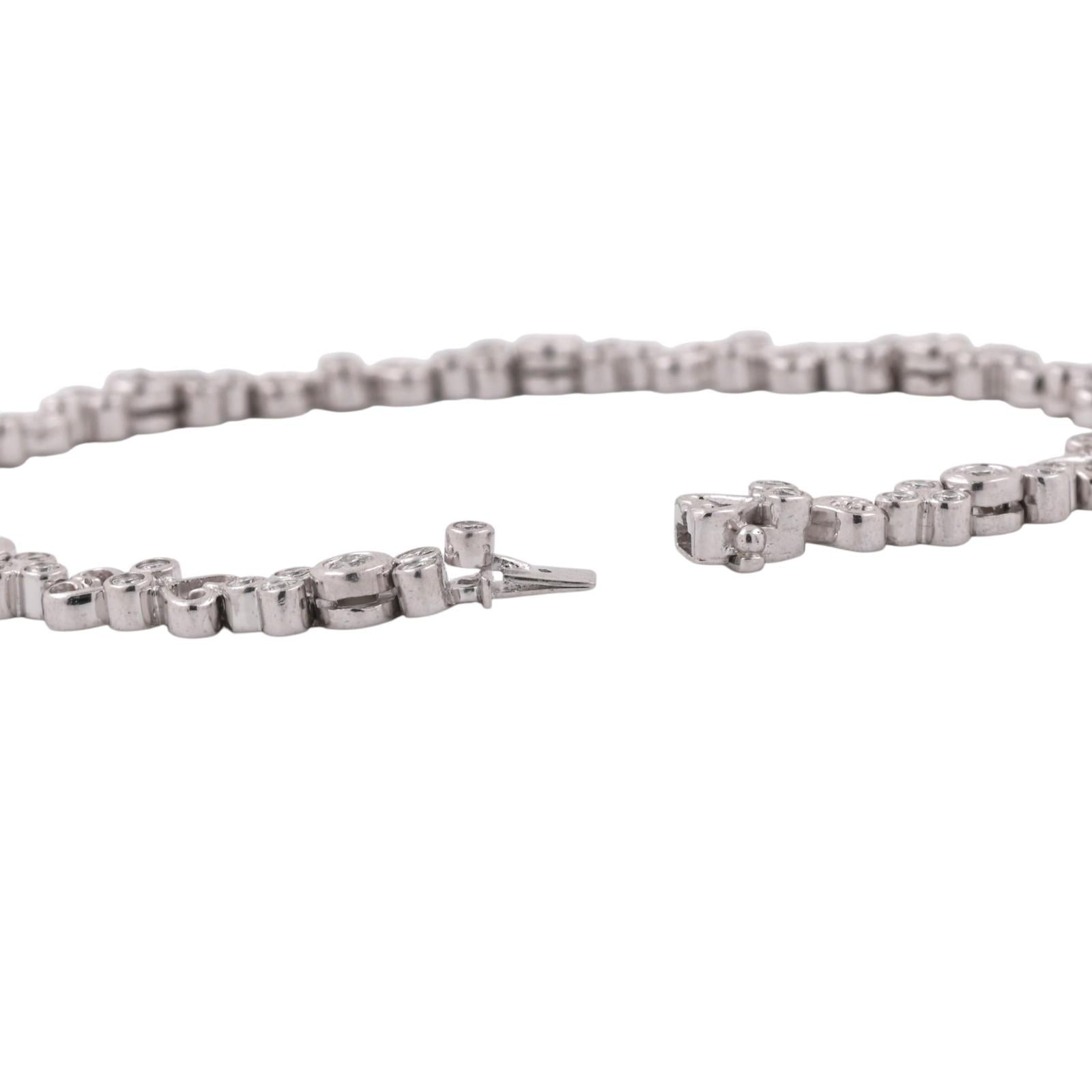 1.68CTW Diamond Heart Link Bracelet Platinum 7.5" Bezel Set VS-SI Estate