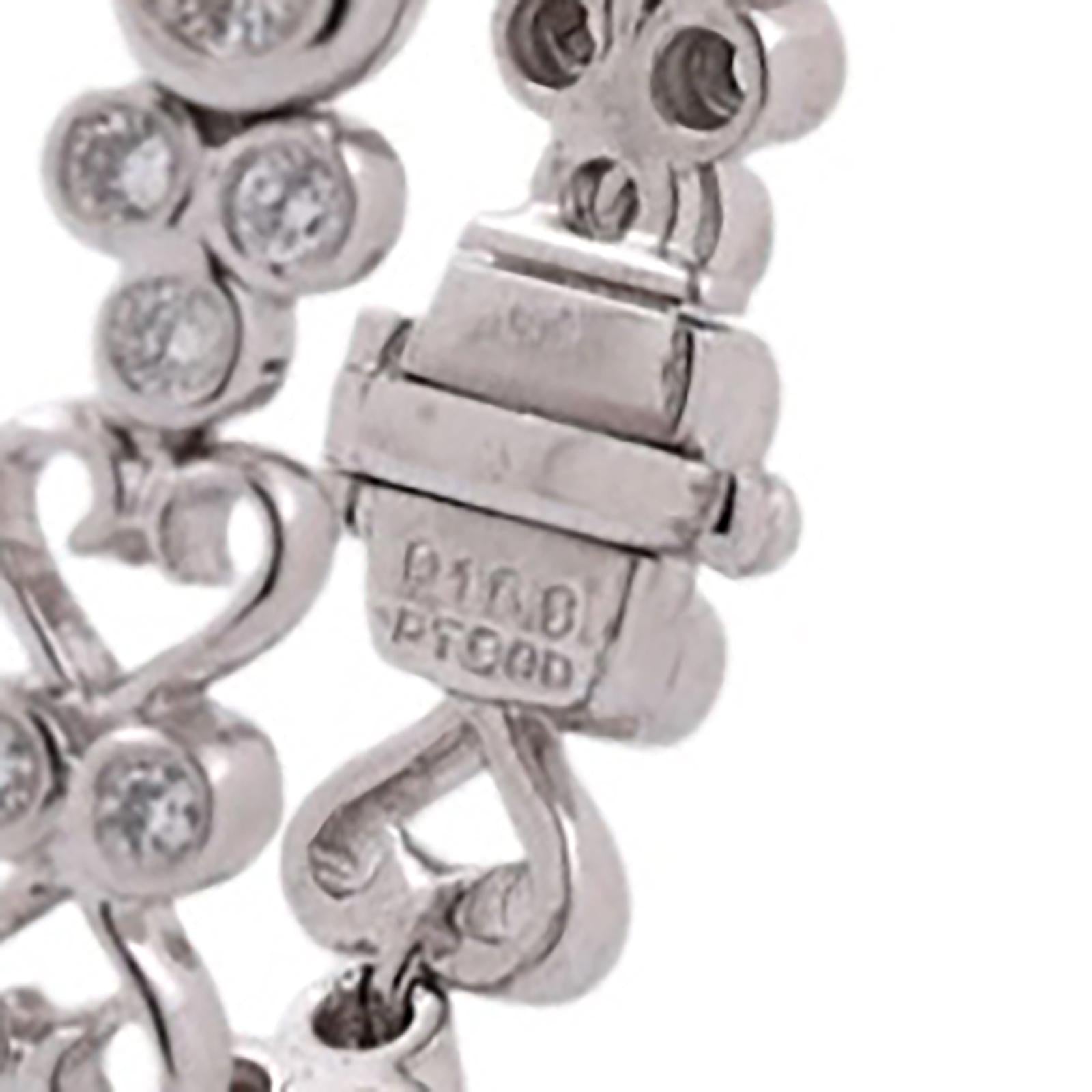 1.68CTW Diamond Heart Link Bracelet Platinum 7.5" Bezel Set VS-SI Estate