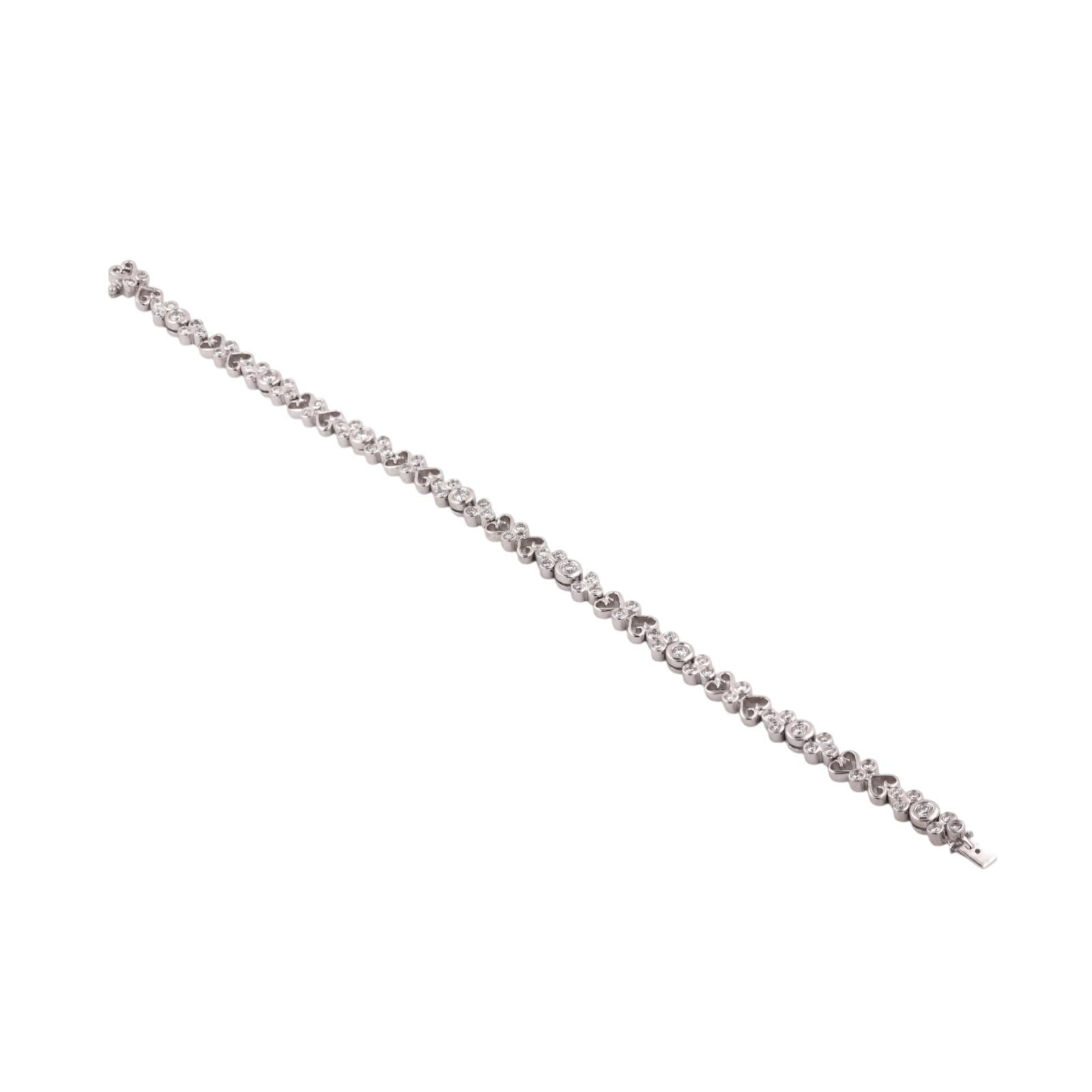 1.68CTW Diamond Heart Link Bracelet Platinum 7.5" Bezel Set VS-SI Estate