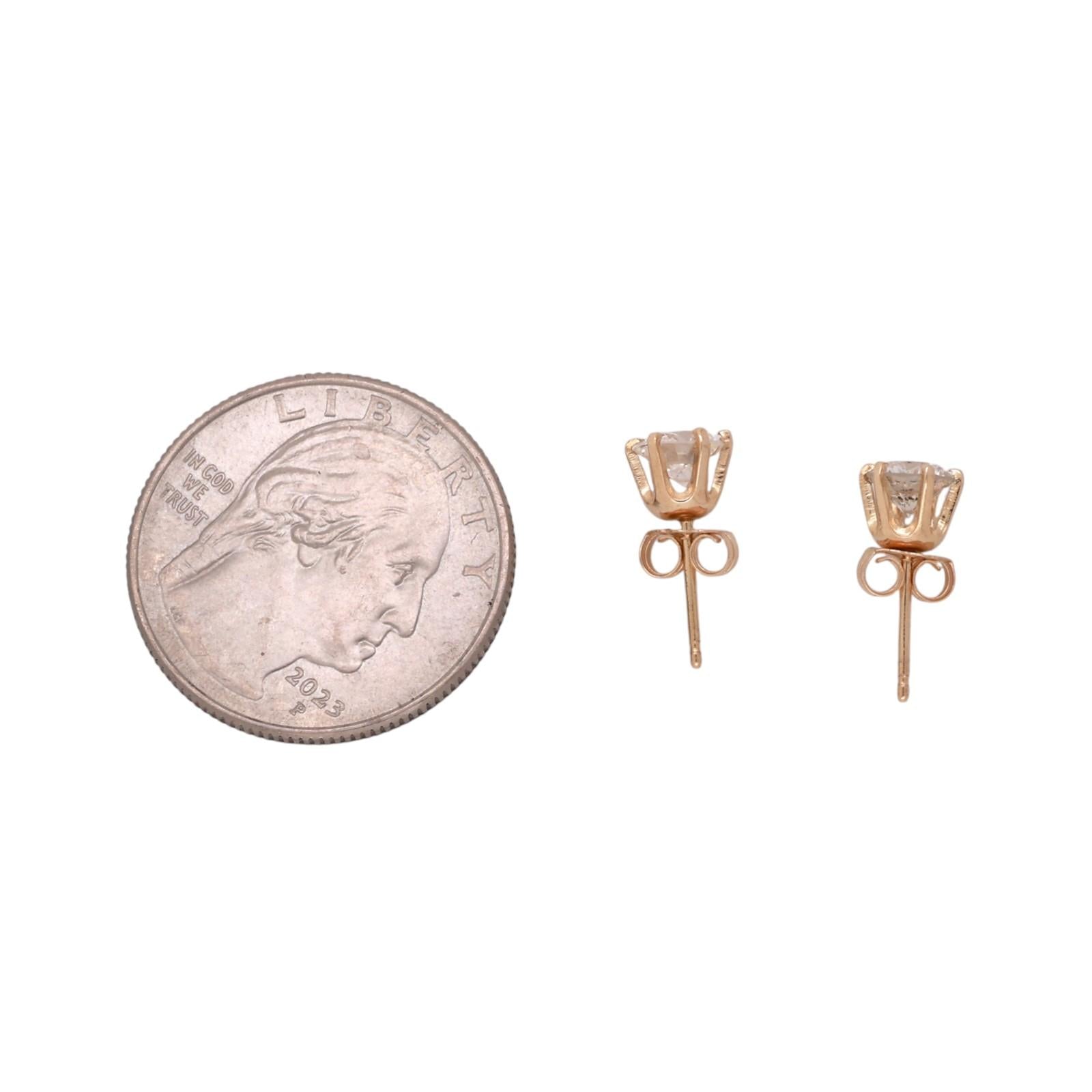1.25ctw Diamond Stud Earrings 14K Yellow Gold Round Brilliant 6 Prong