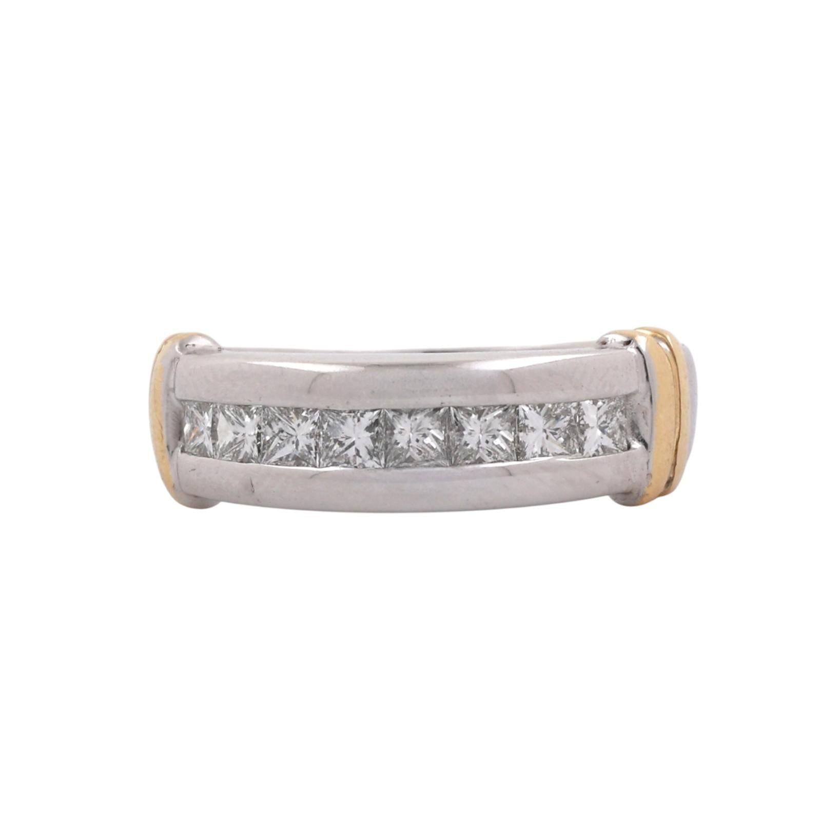 14K Two-Tone Gold 0.75ctw Princess Cut Diamond Channel Band Ring Size 8