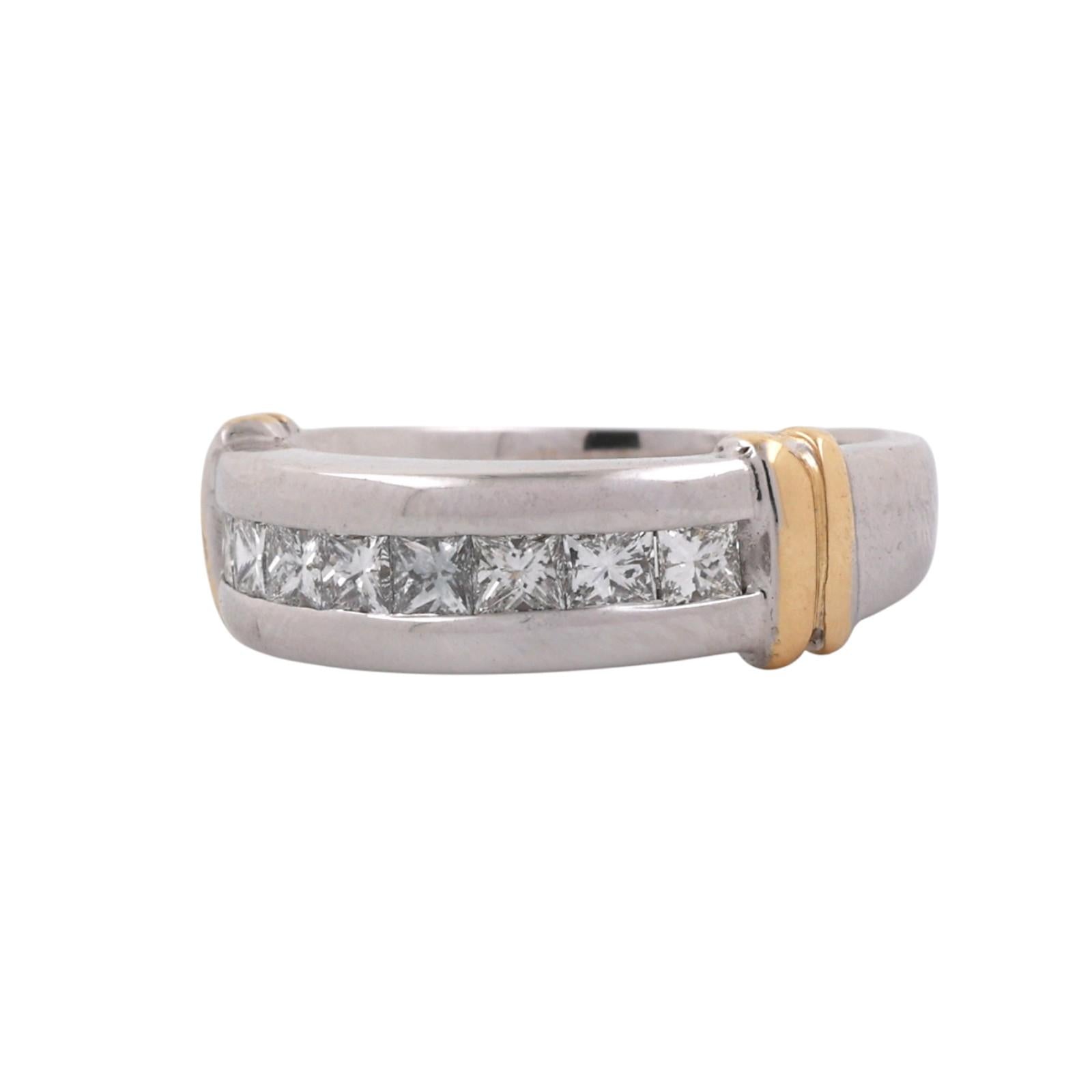 14K Two-Tone Gold 0.75ctw Princess Cut Diamond Channel Band Ring Size 8