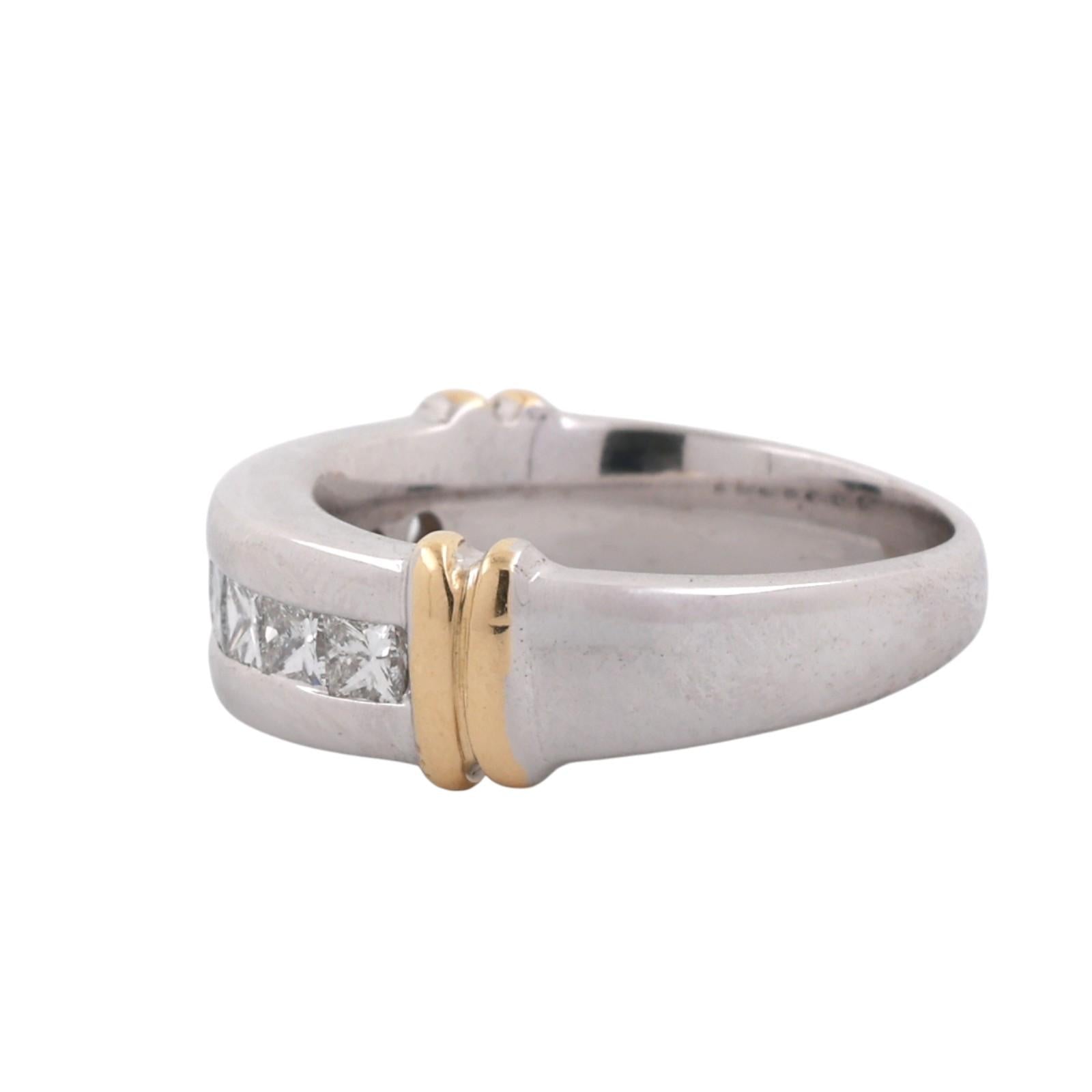 14K Two-Tone Gold 0.75ctw Princess Cut Diamond Channel Band Ring Size 8